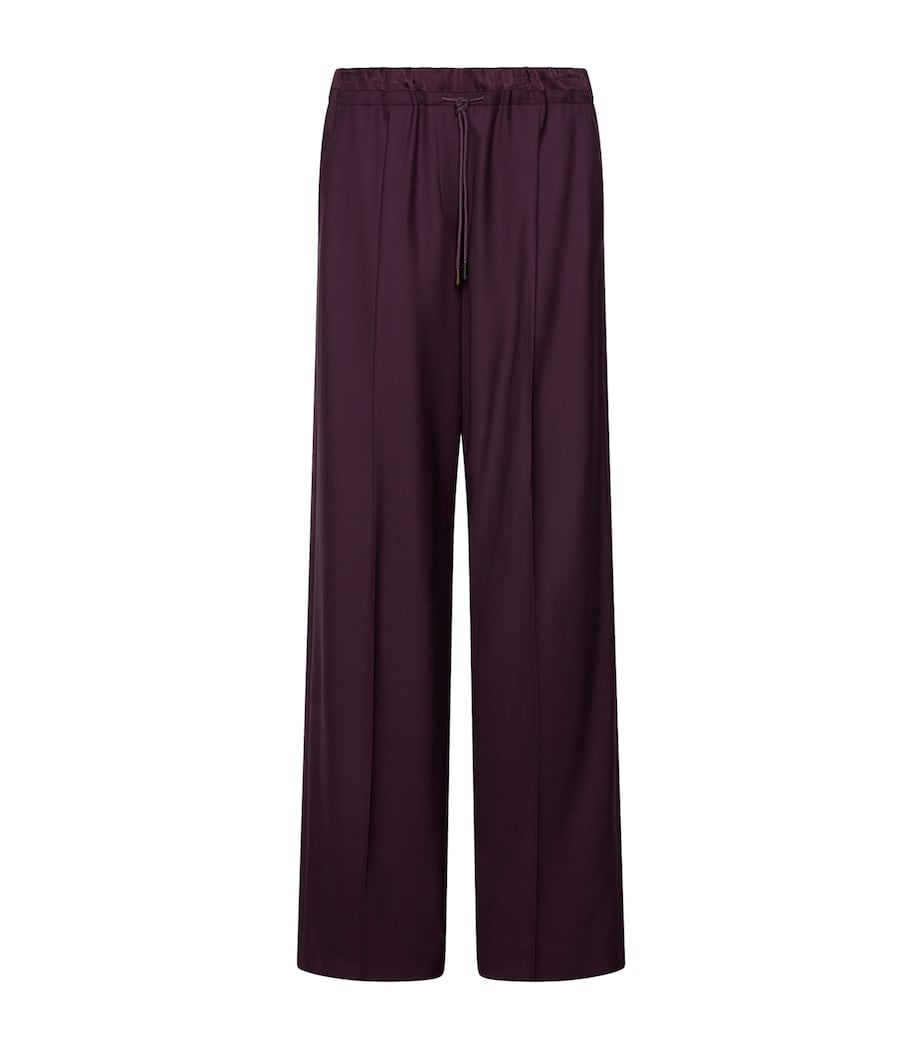 Marella Womens Virgin Wool Drawstring Relaxed Trousers Blackberry Image 1