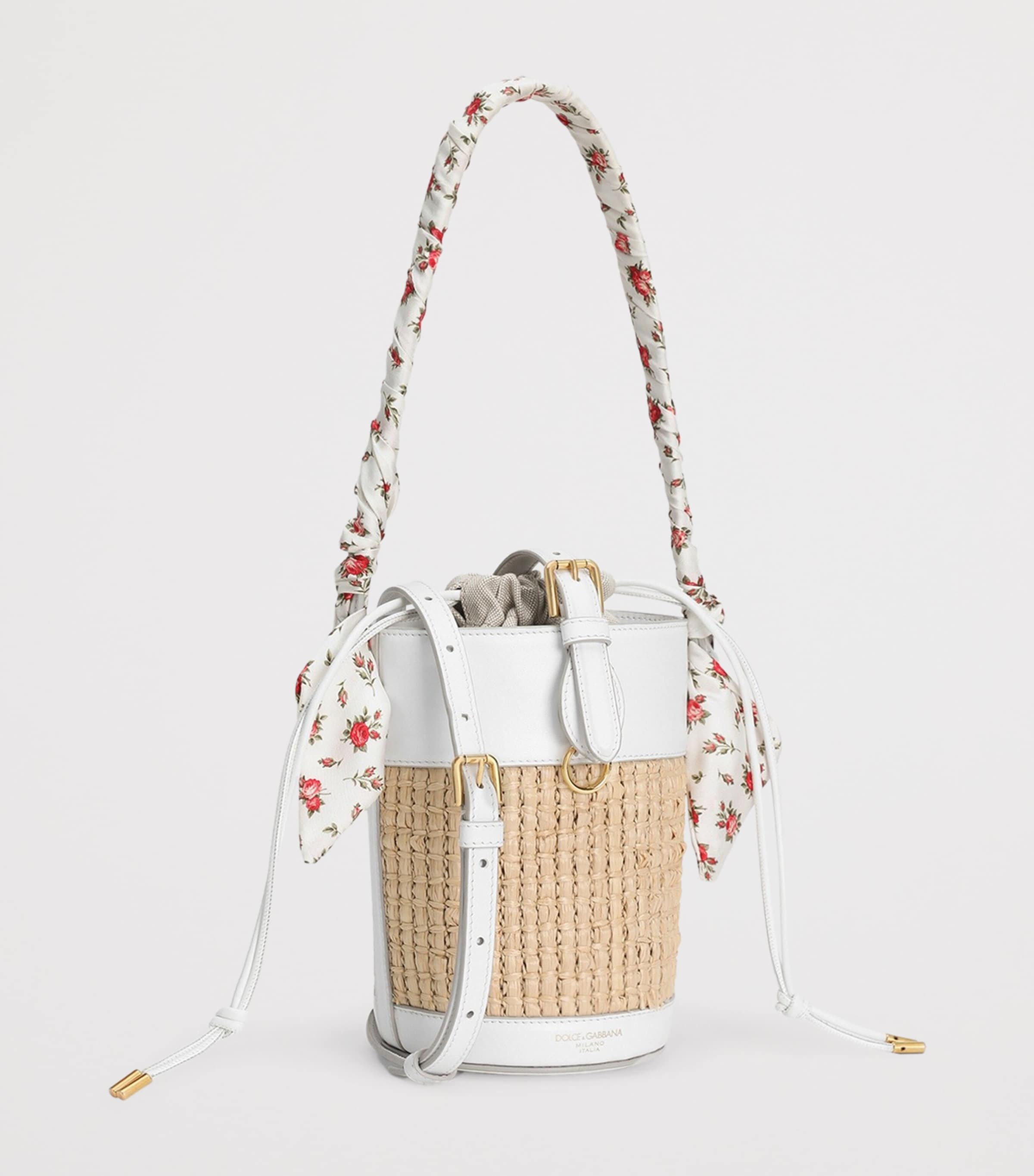 Dolce&Gabbana Raffia Capri Bucket Bag Crema/bia Image 3