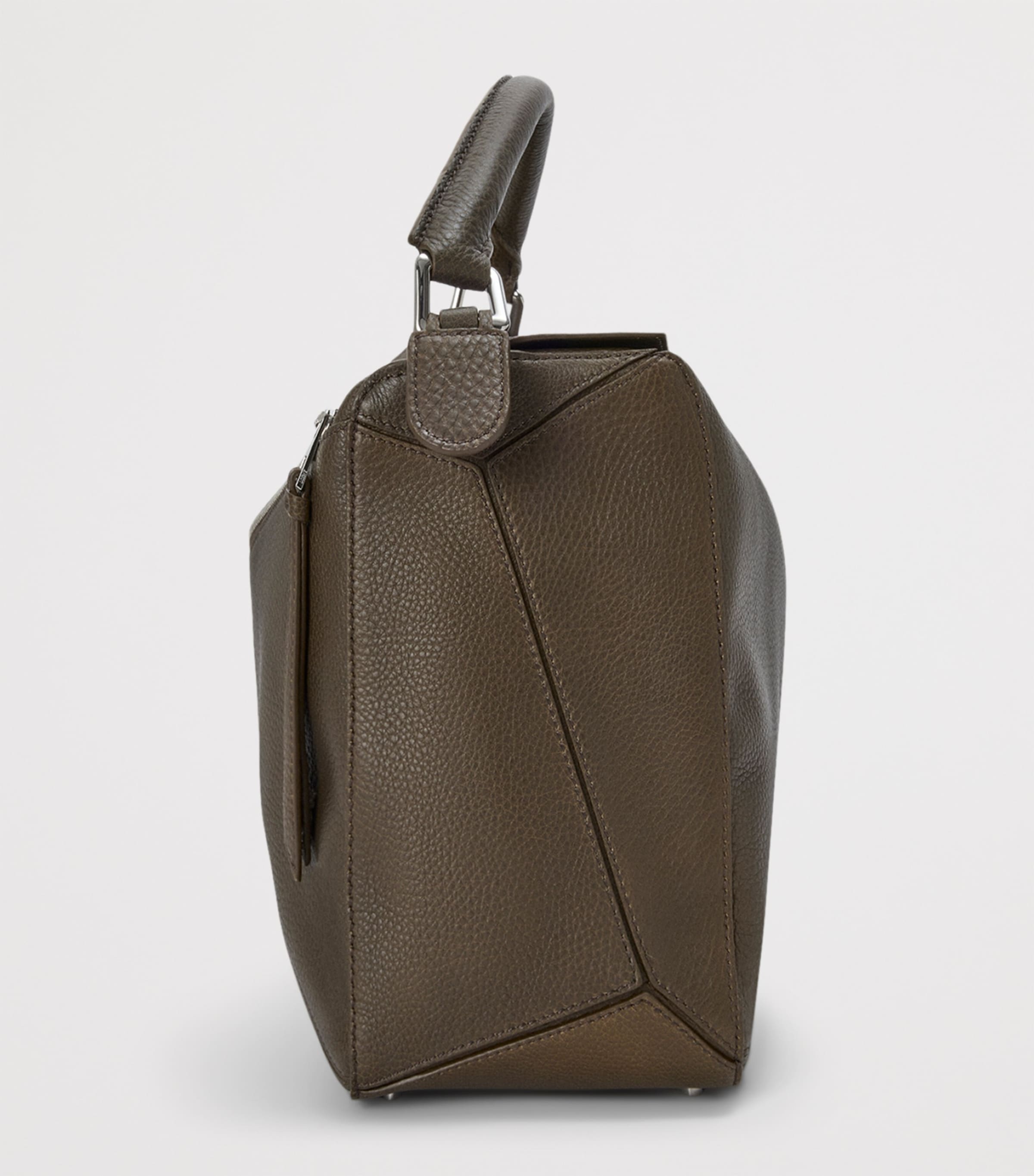 Large Leather Puzzle Edge Top-Handle Bag TUNDRA Image 3