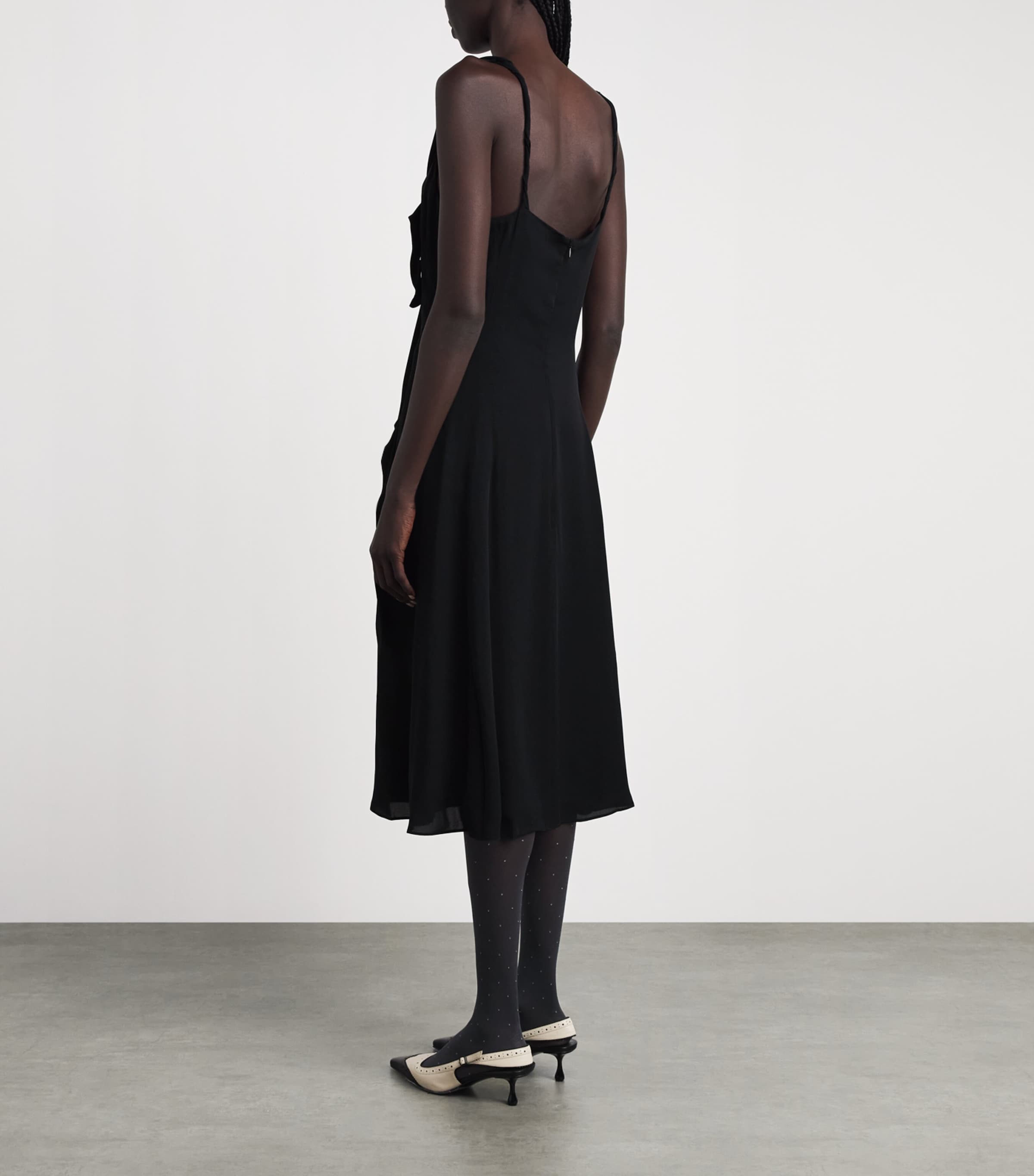 Acne Studios Womens Silk Bow-Detail Midi Dress Black Image 4