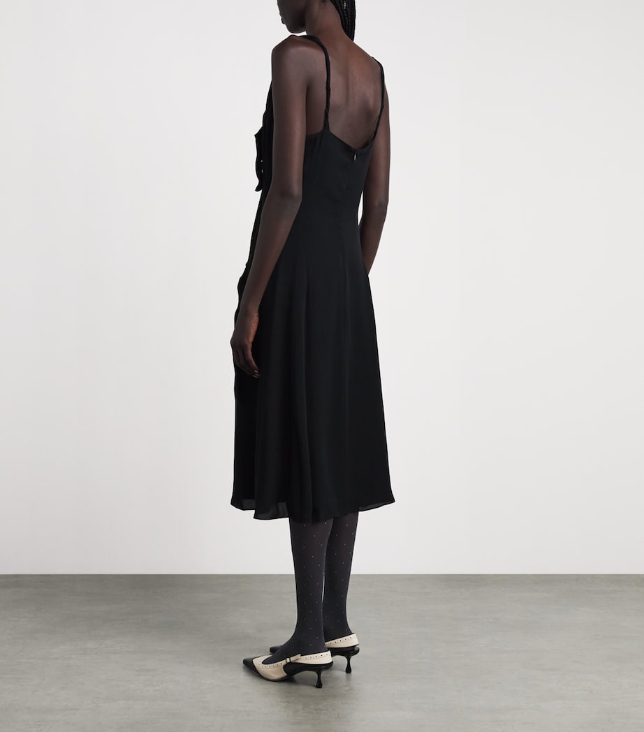 Acne Studios Womens Silk Bow-Detail Midi Dress Black Image 4