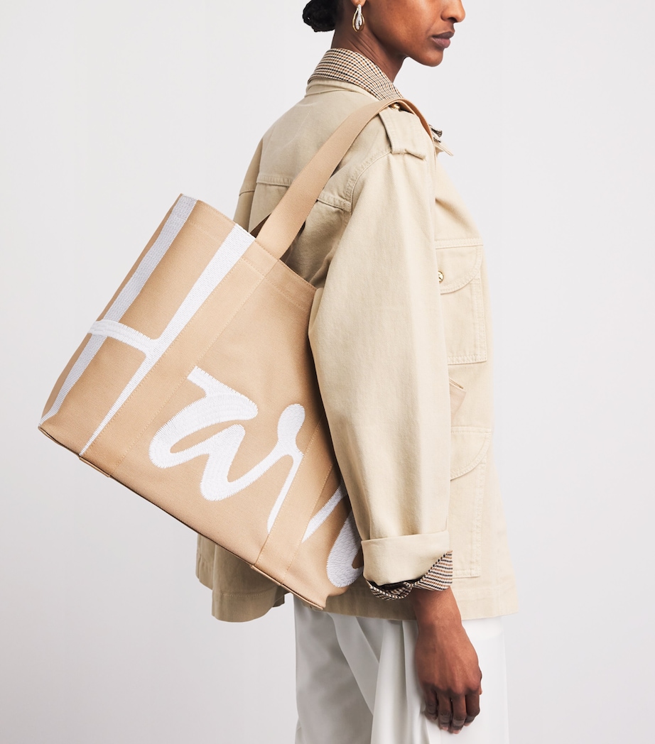 Harrods Medium Logo Tote Bag Neutral Image 2