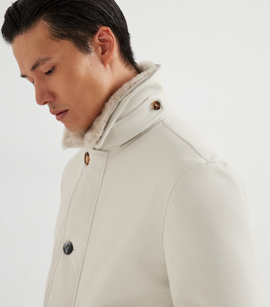 Padded Shearling-Collar Bomber Jacket CAV72 Image 6
