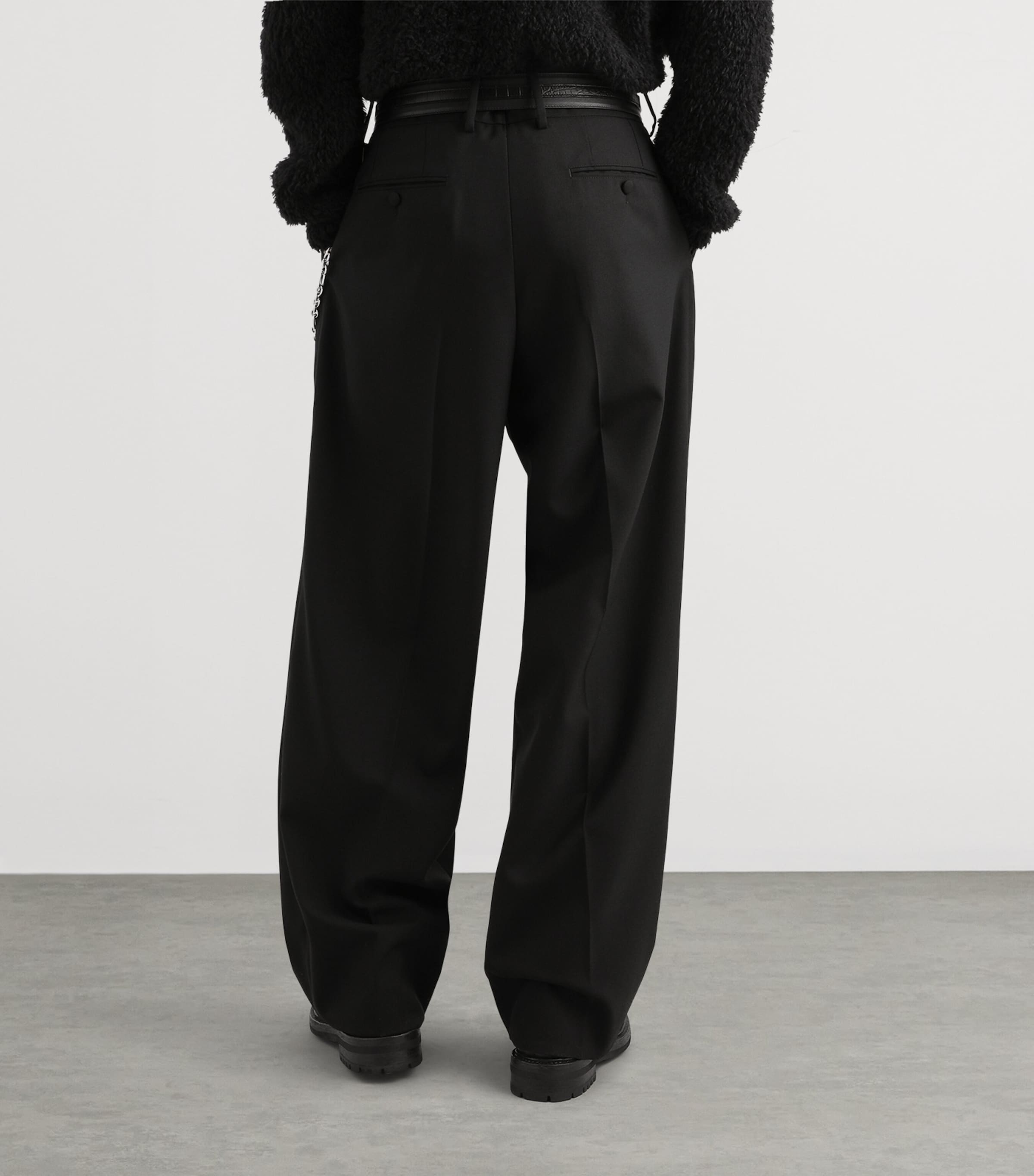 Dolce&Gabbana Mens Virgin wool Pleated Trousers Black Image 5