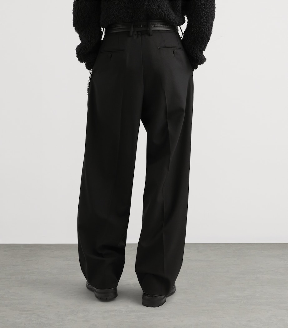 Dolce&Gabbana Mens Virgin wool Pleated Trousers Black Image 5