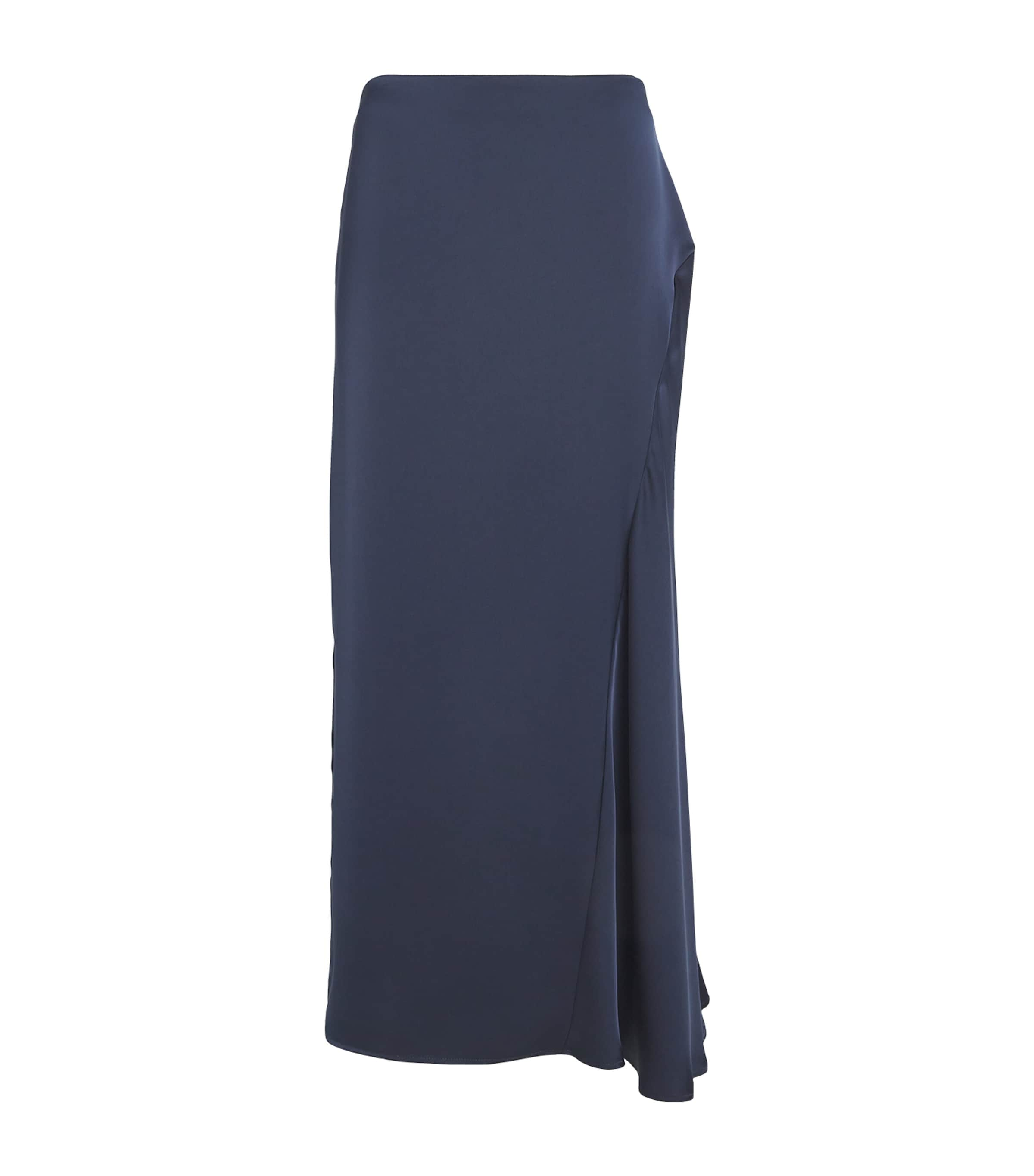 Shop Weekend Max Mara Satin Midi Skirt In Blue