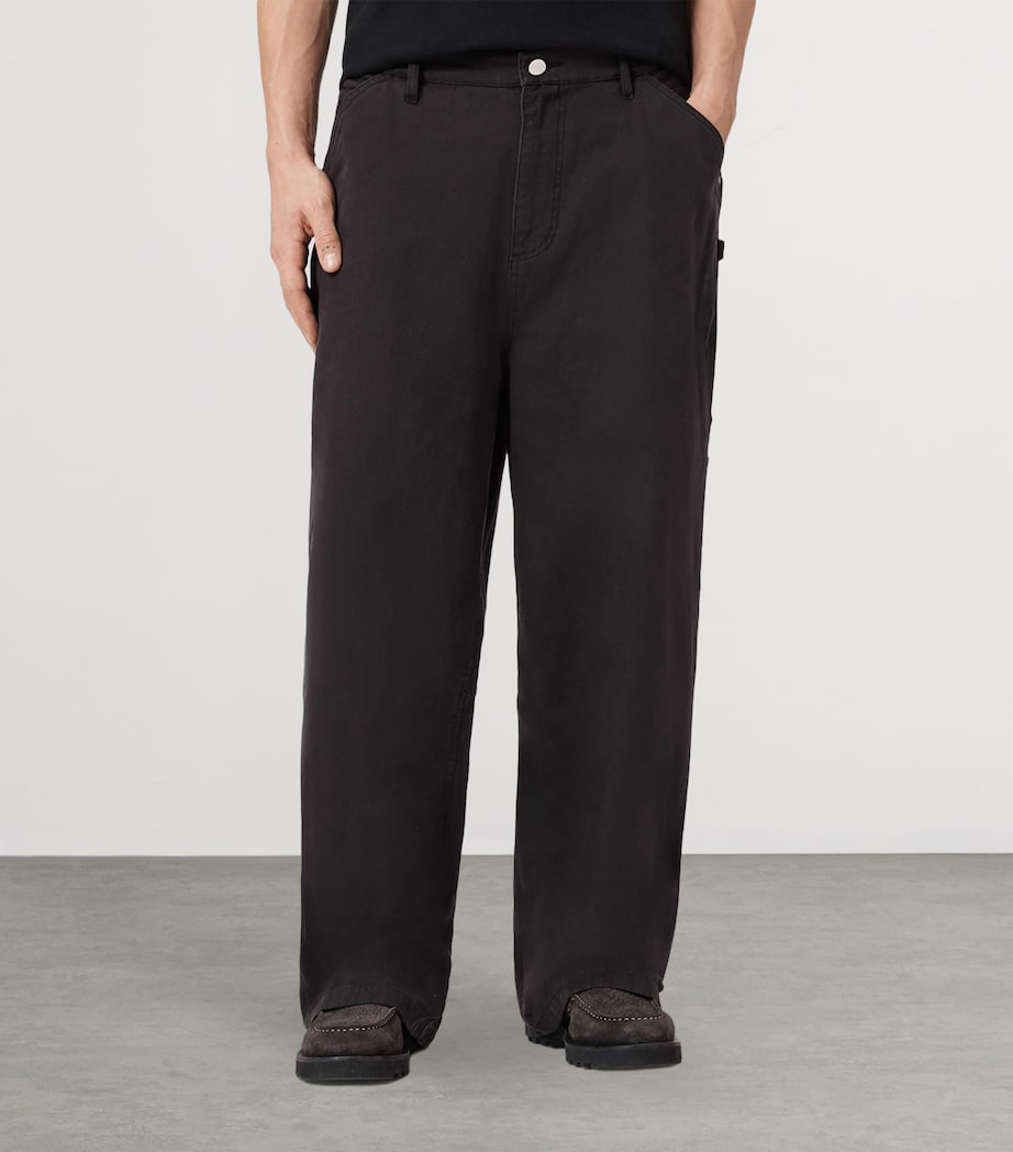 AllSaints Mens Organic Cotton Jackson Barrel Trousers Tanner Black Image 3