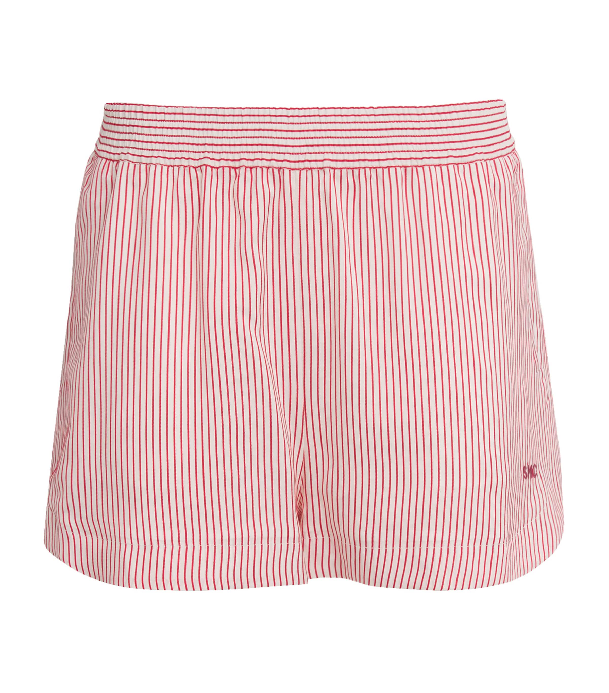 Stella Mccartney Silk Stripe Monogram Shorts In Pink