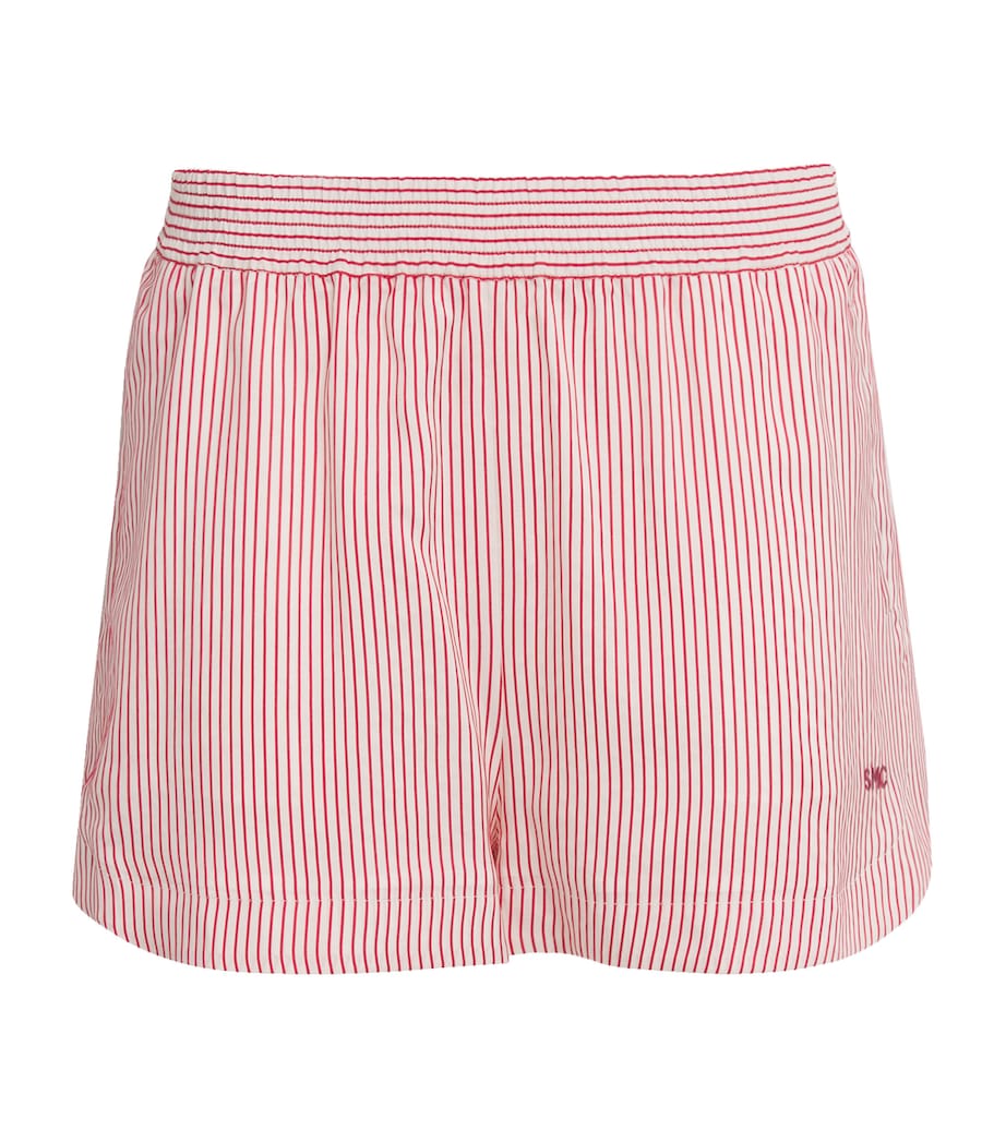 Silk Stripe Monogram Shorts 8555 WHITE/RED Image 1