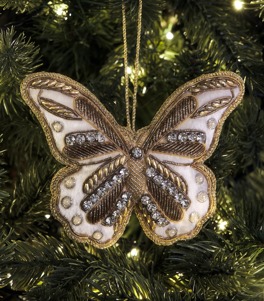 Tinker Tailor Crystal-Embellished Butterfly Tree Decoration White & Gold Image 3