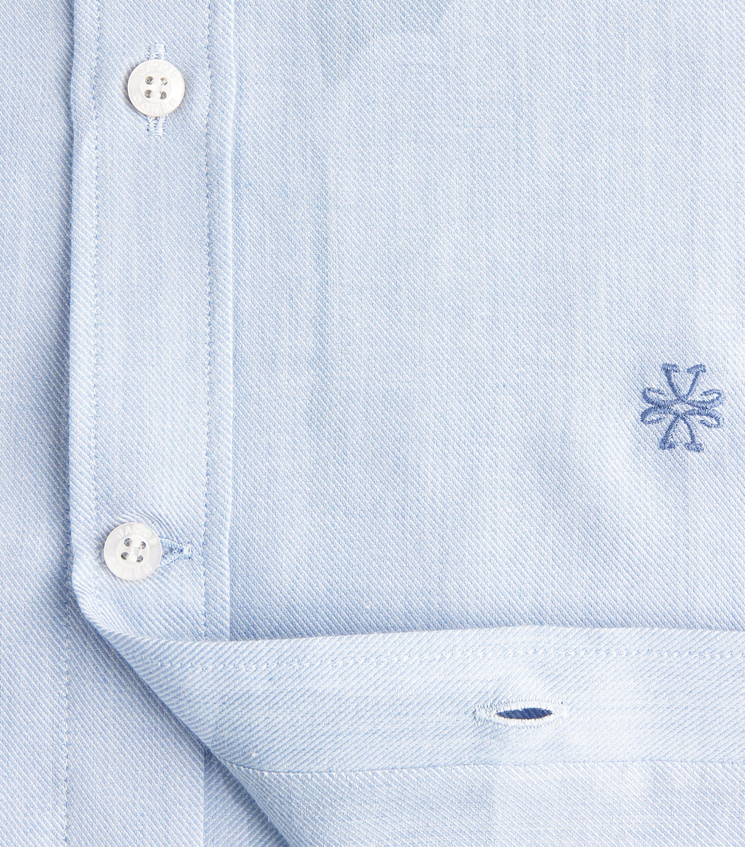 Jacob Cohën Mens Cotton-Cashmere Batavian Twill Embroidered Shirt Azure Image 6