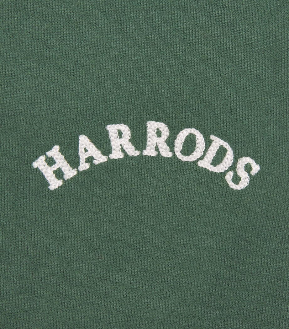 Harrods Cotton Jersey Embroidered Sweatpants Green Image 3