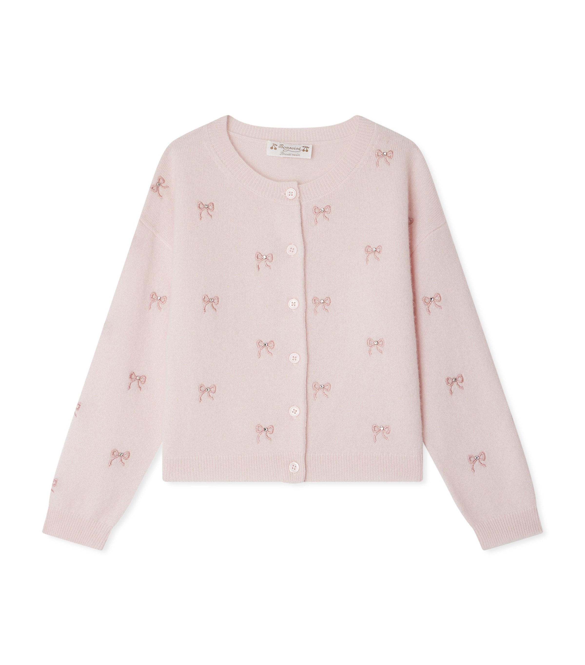 Bonpoint Cashmere Embroidered Jabara Cardigan In Pink