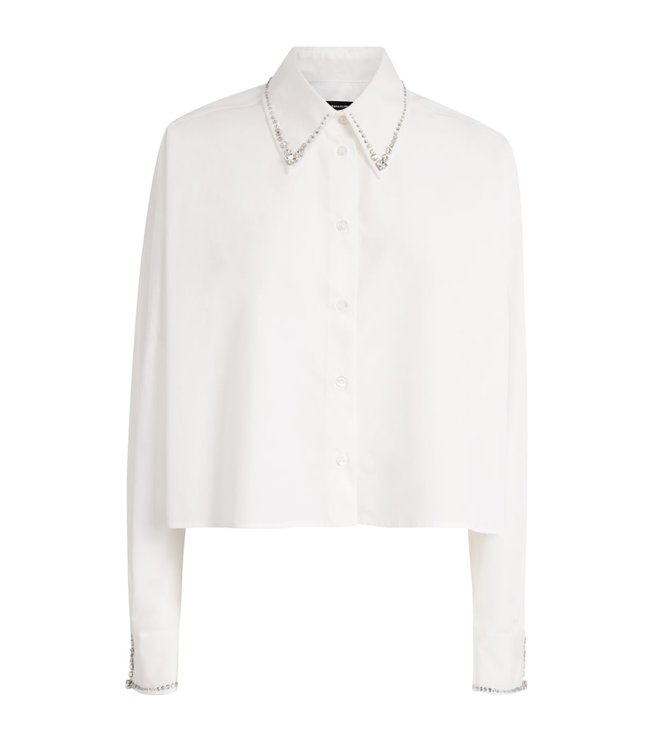 Fabiana Filippi Womens Cotton Rhinestone-Embellished Shirt Bianco Ottico Image 1