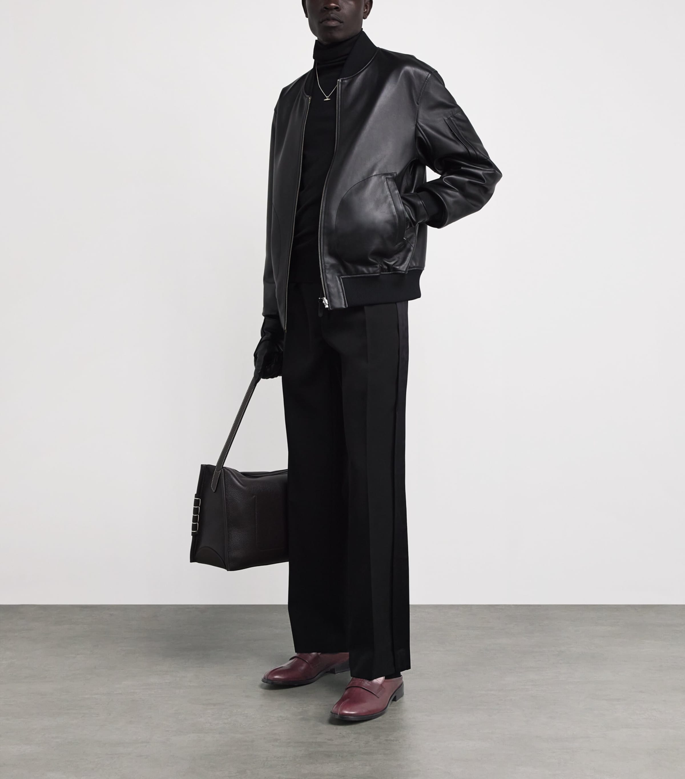 Leather Slip-On Loafers T2353 - BLACK Image 6