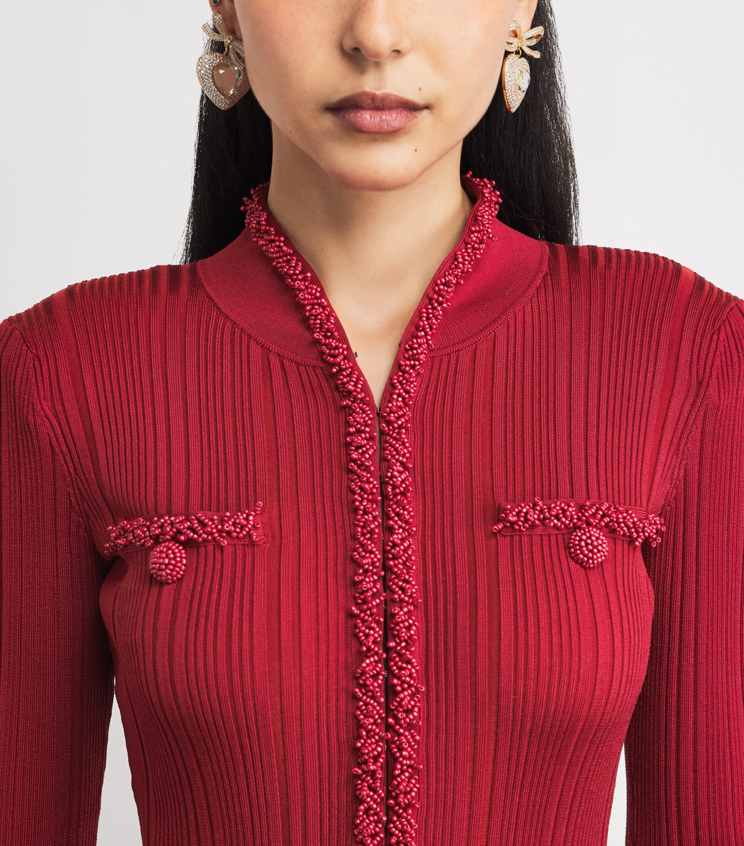 Knitted Embellished Maxi Dress RED Image 4