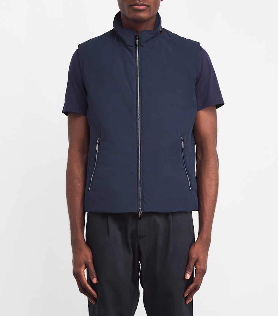 Moorer Mens Two-Way Zip Gilet Blu Image 3