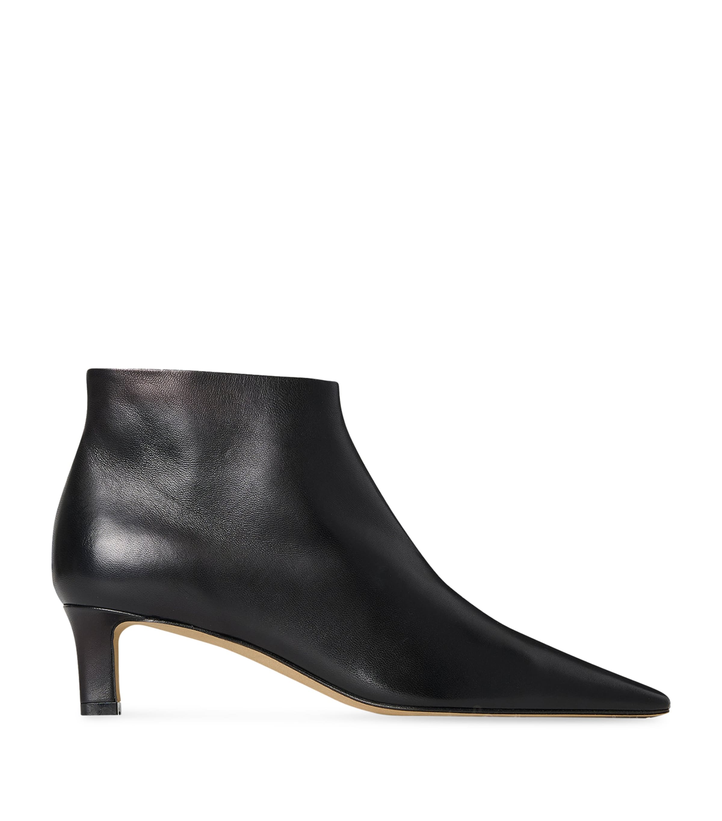 The Row Carla Leather Ankle Boots 45 In Black