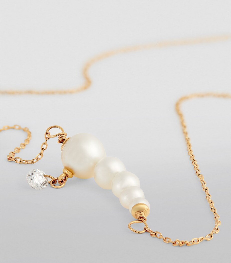 Persée Yellow Gold, Diamond and 5-Pearl Gradient Chain Necklace Yellow Gold Image 5