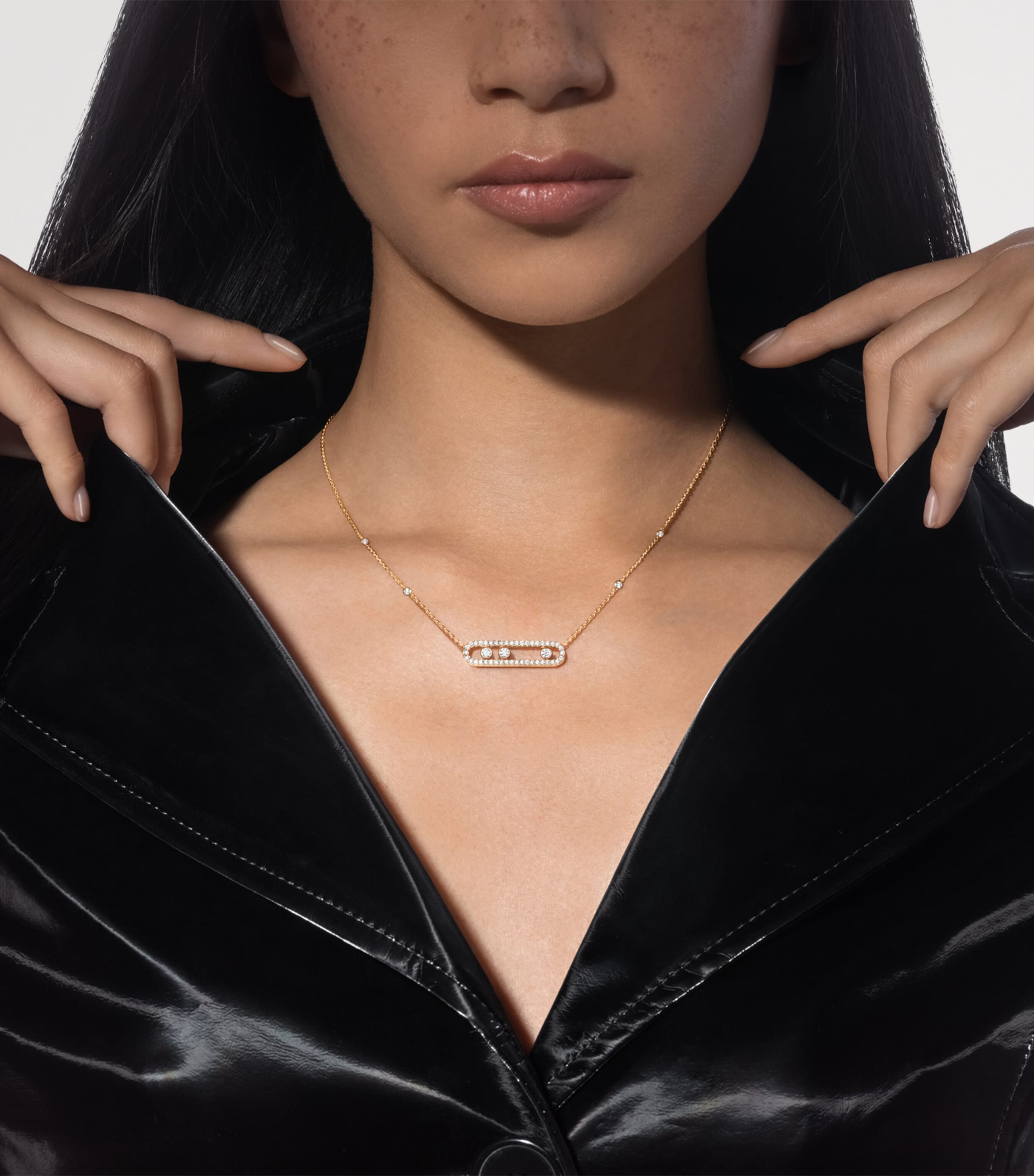 Messika Move Classique Yellow Gold and Diamond Pavé Necklace Yellow Gold Image 2