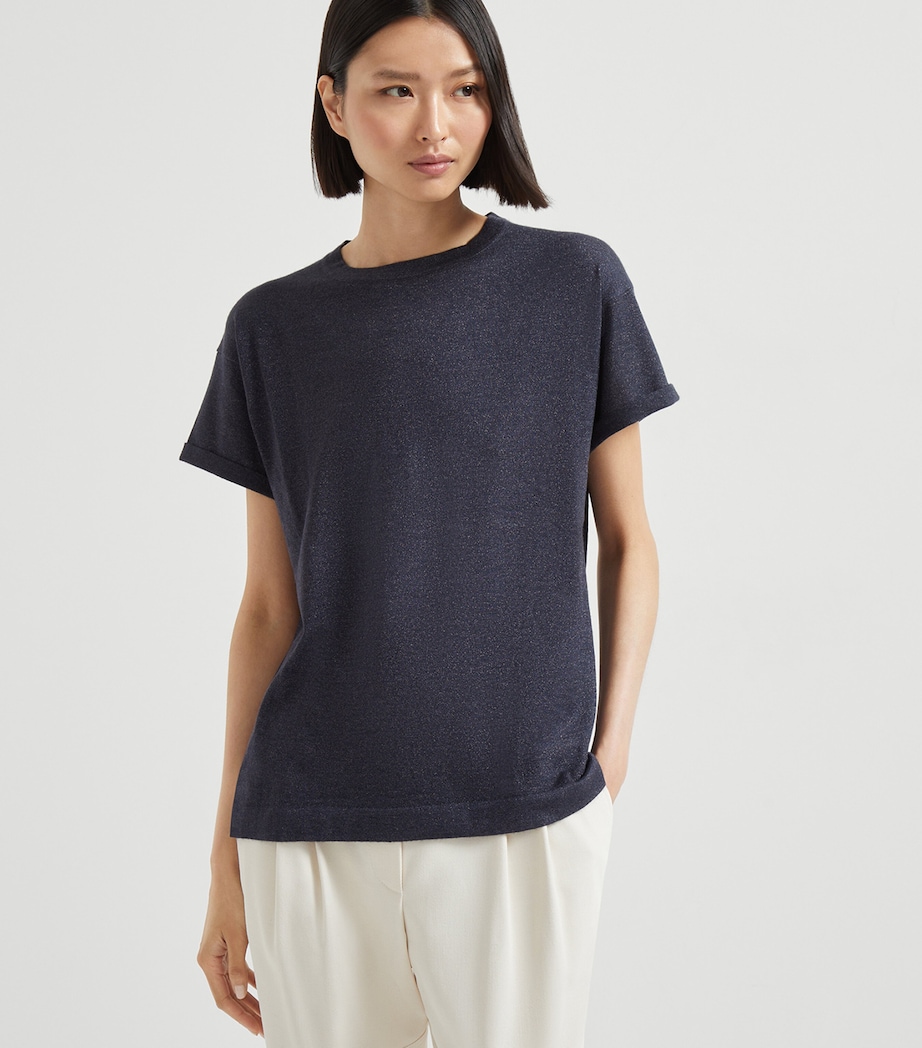 Brunello Cucinelli Womens Cashmere-Blend Knit T-Shirt Image 2