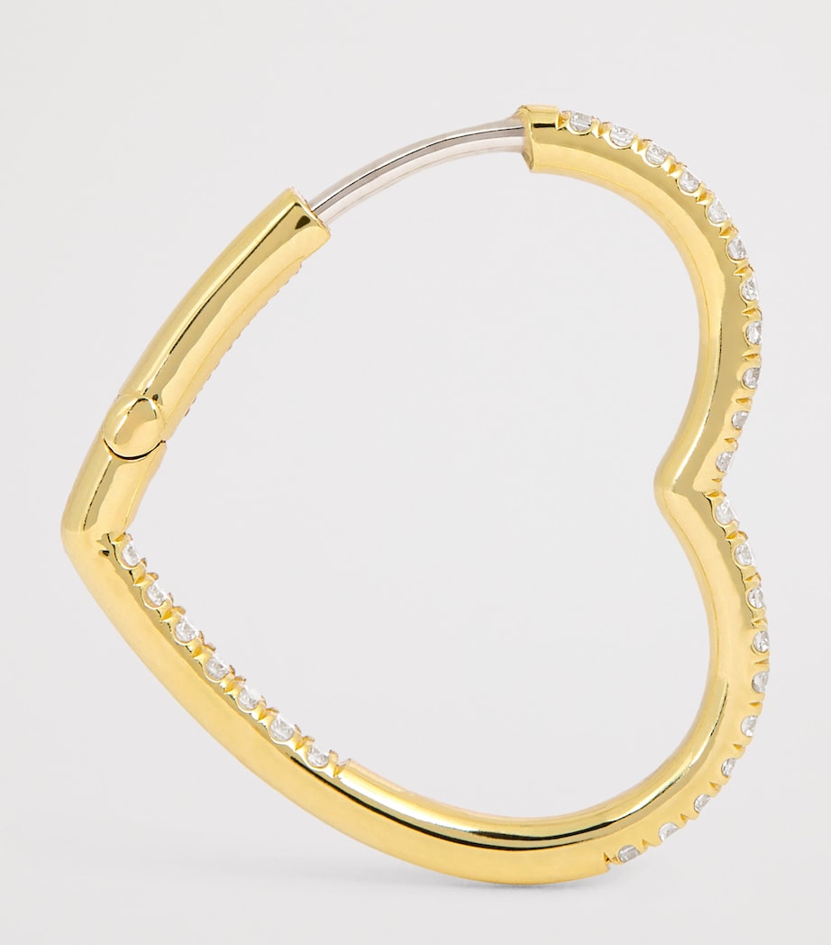 Yellow Gold and Diamond Edith Heart Hoop Earrings YELLOW GOLD Image 4