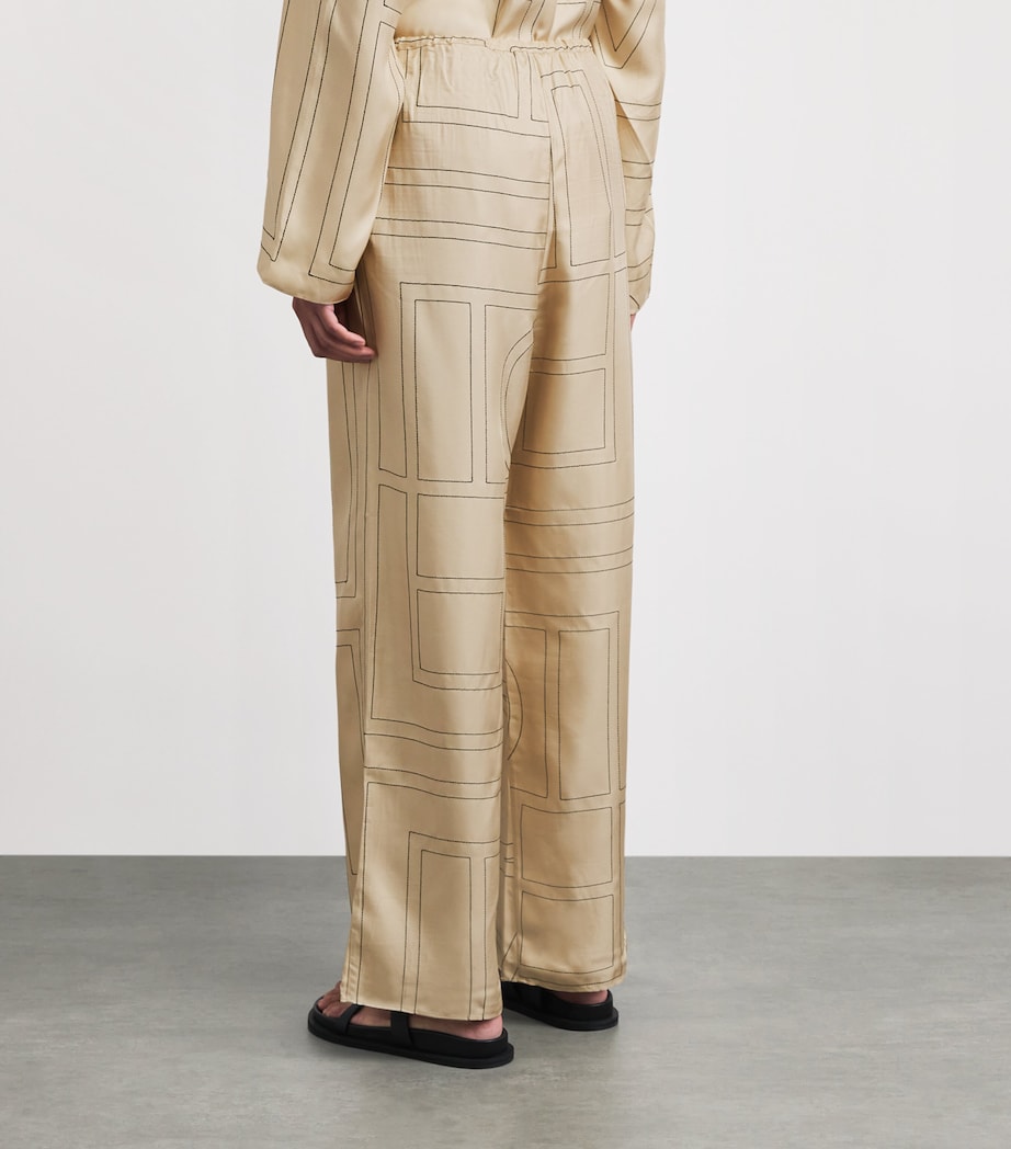 Toteme Womens Silk Monogram Trousers Ivory Monogram Image 5