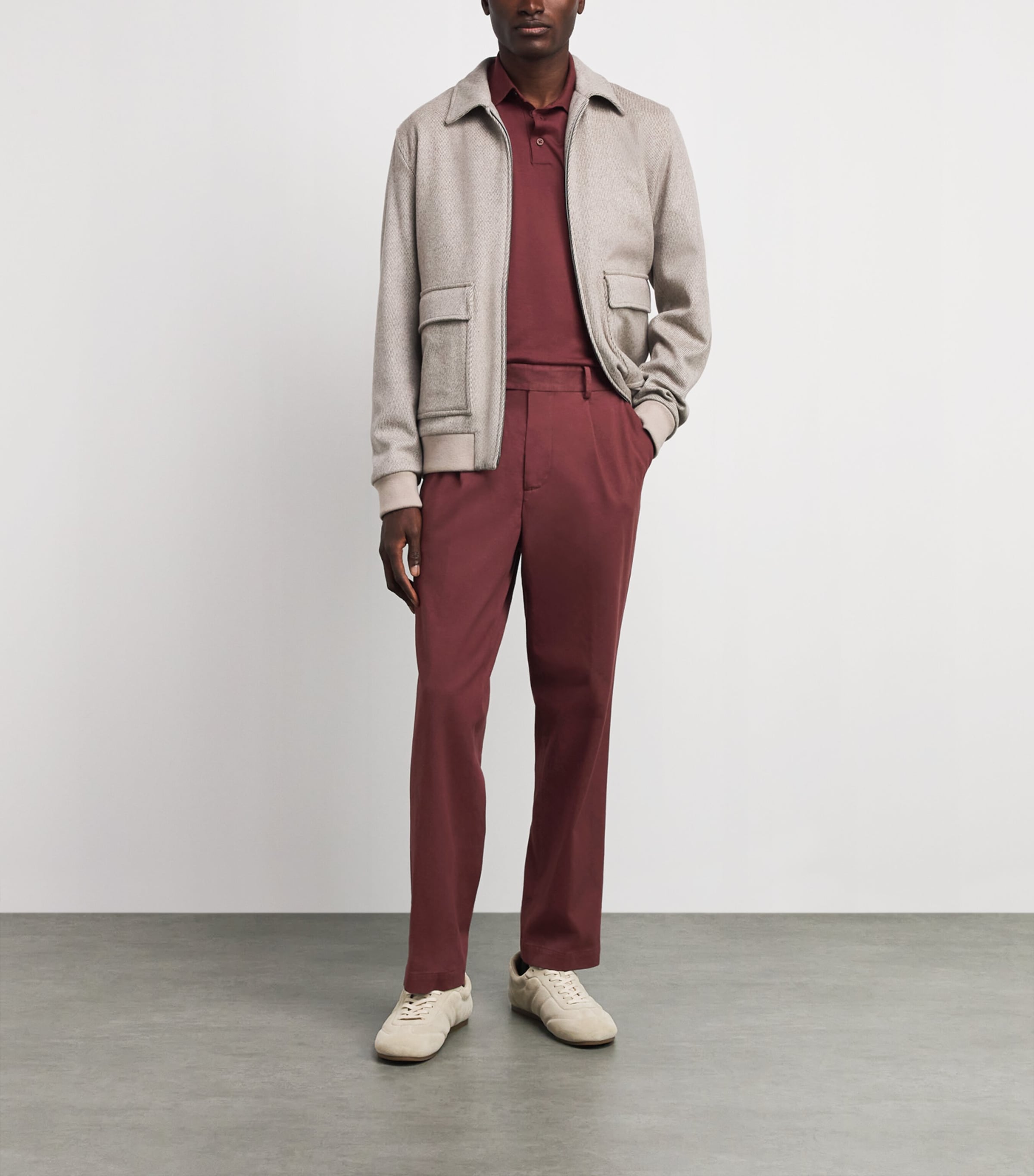 Colombo Mens Pleated Straight Chinos Wine Image 2