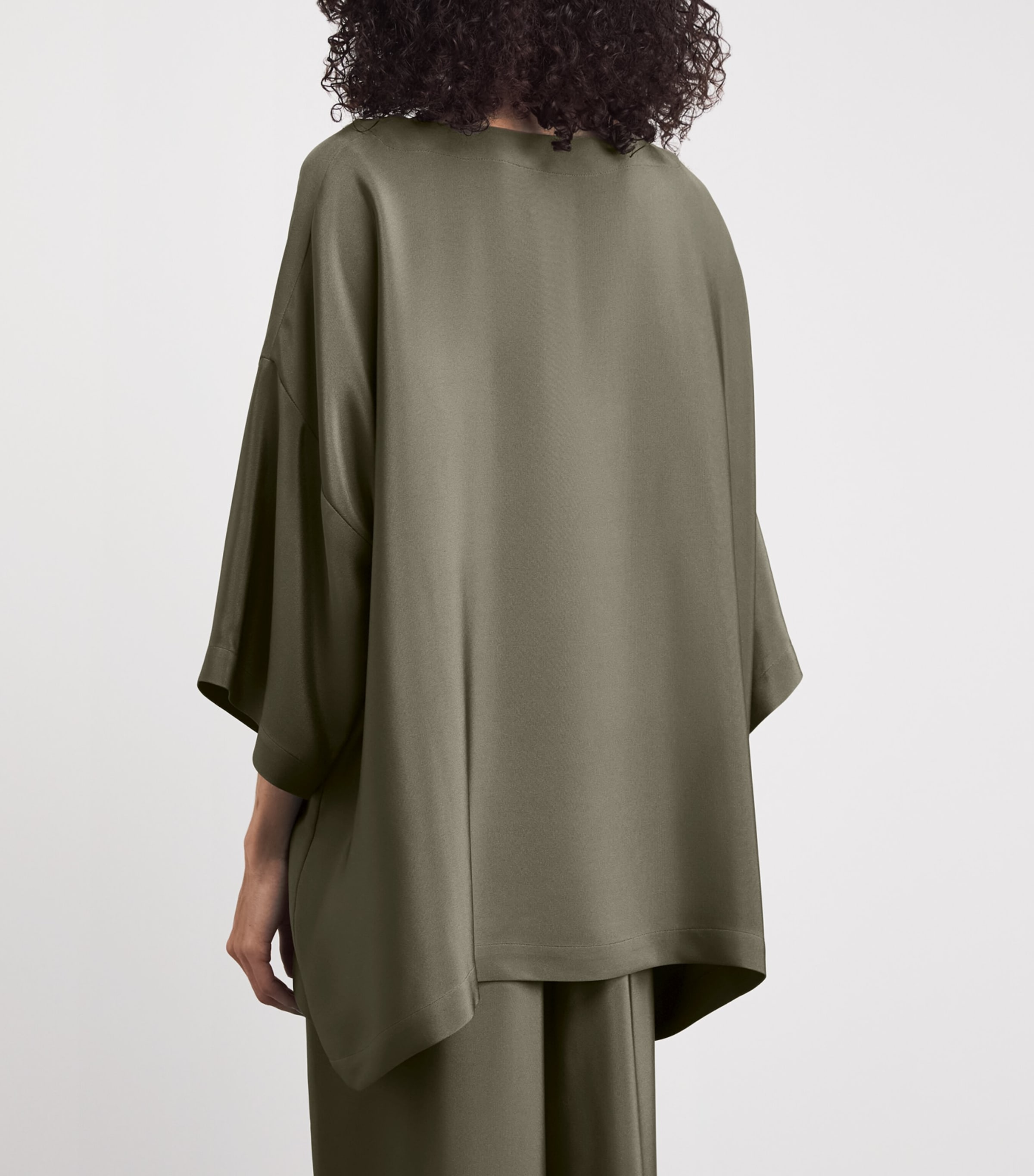 Eskandar Womens Silk Boat-Neck Tunic Olivdark Image 5