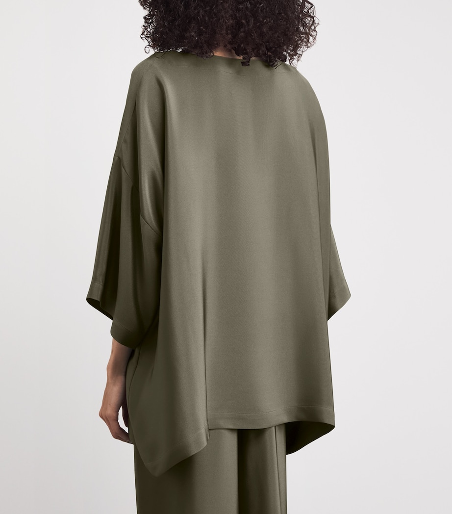 Eskandar Womens Silk Boat-Neck Tunic Olivdark Image 5