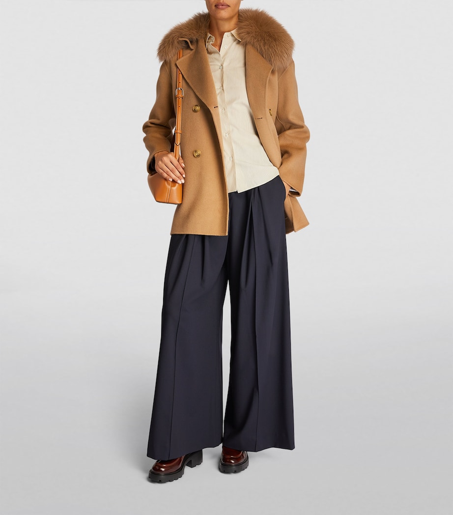 Wool-Cashmere Fur-Trim Coat A2198 Image 2
