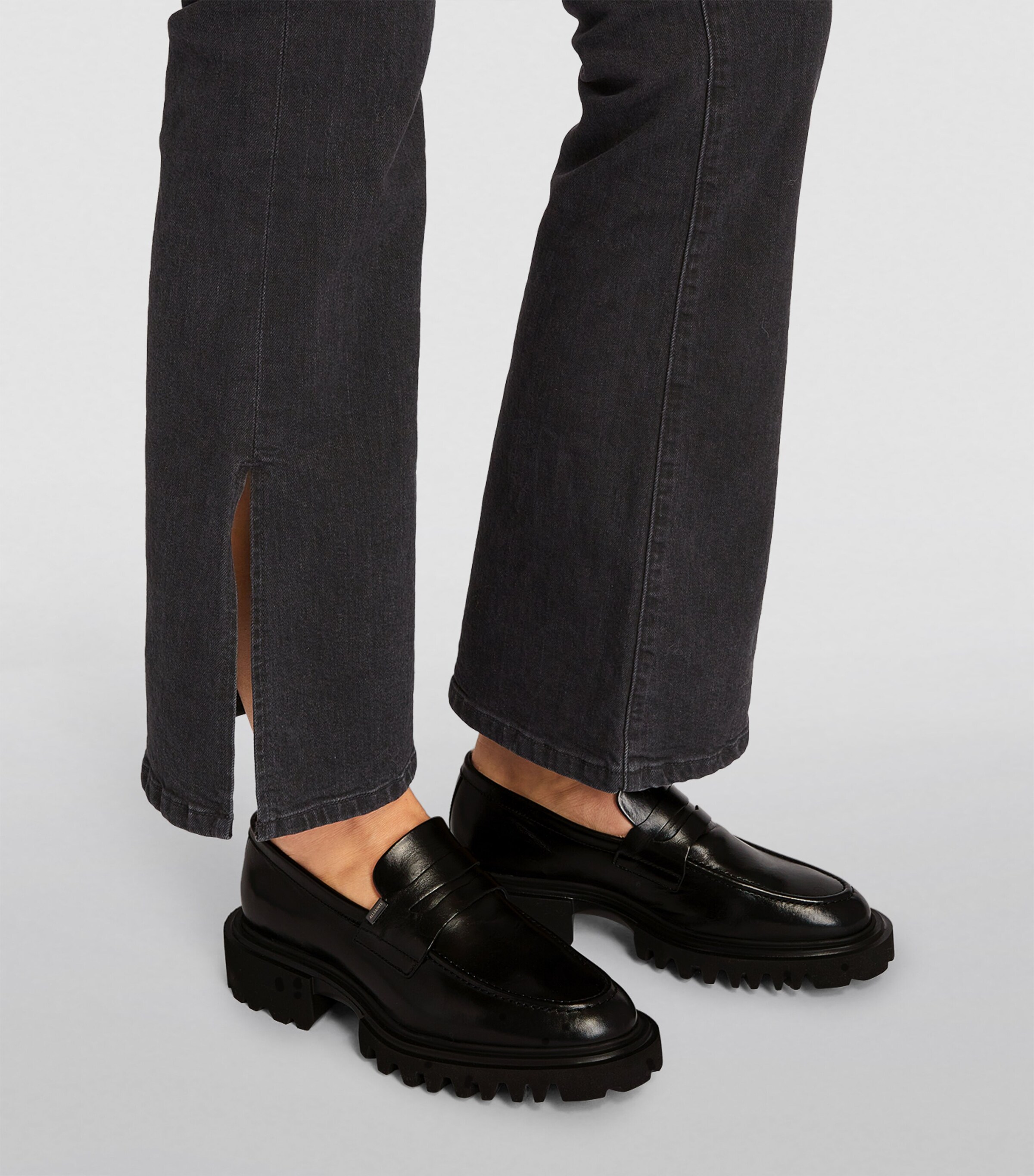 AllSaints Black Leather Lola Loafers | Harrods US display picture 3