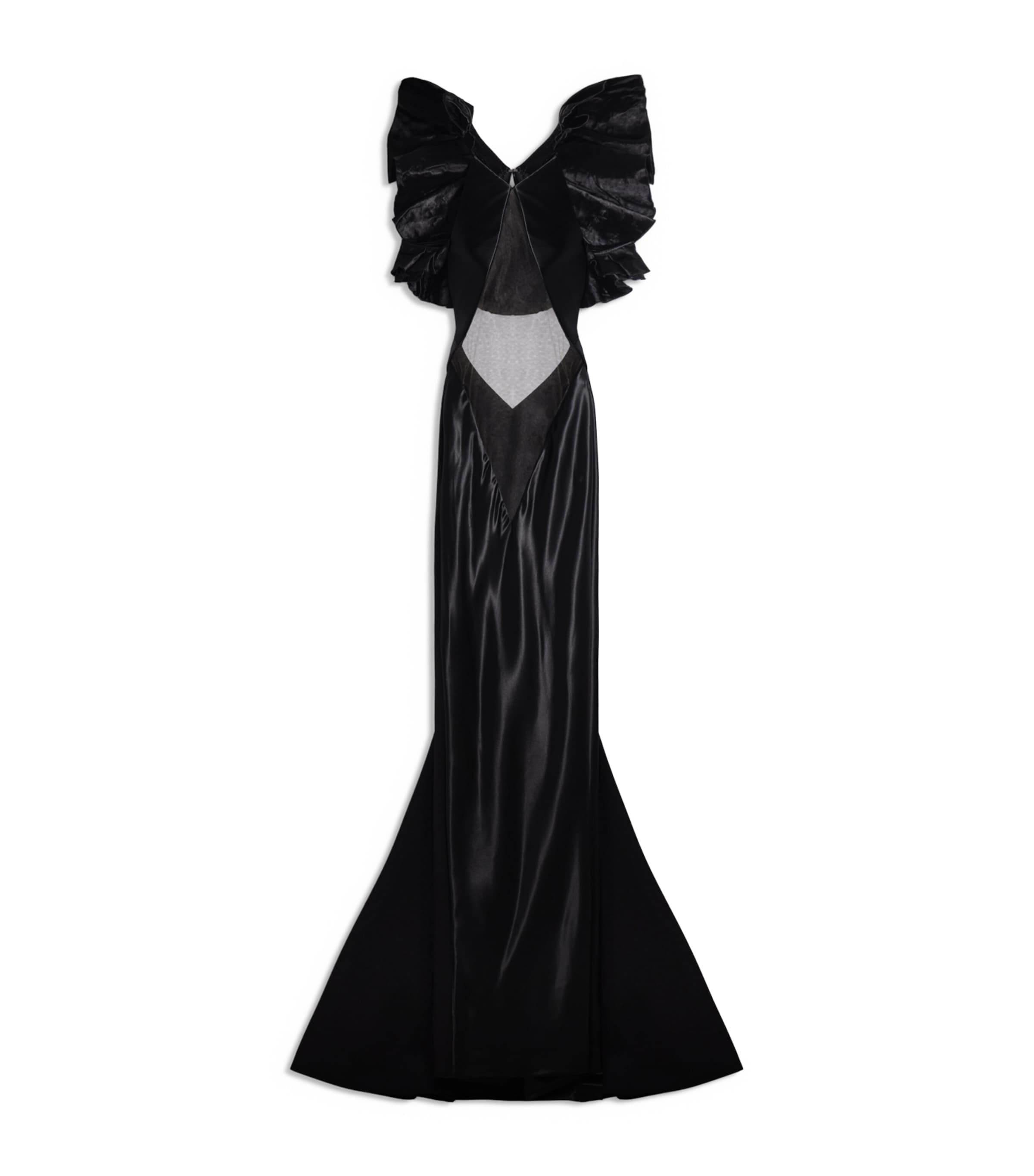 Schiaparelli Womens Satin Ruffle Gown Black Image 1