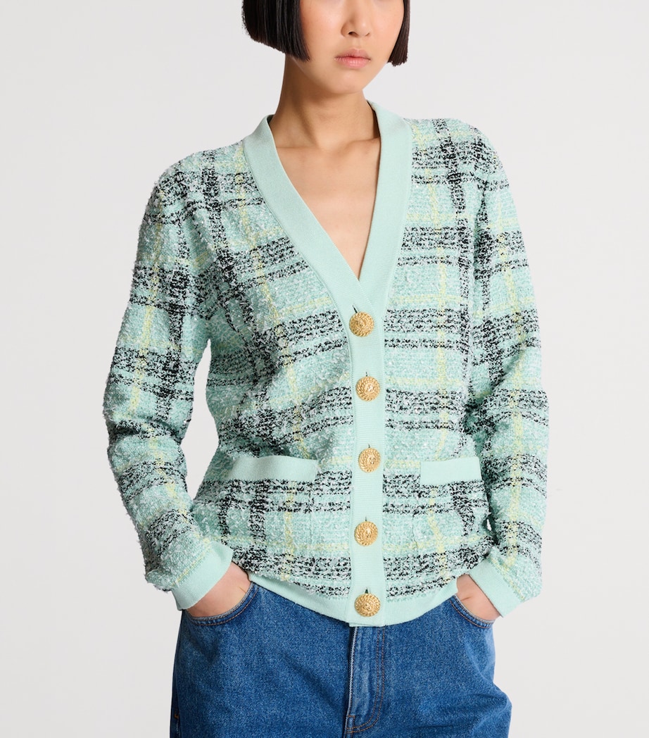 Tweed Sequin Cardigan ULM VERT/JAUNE/NOIR Image 4