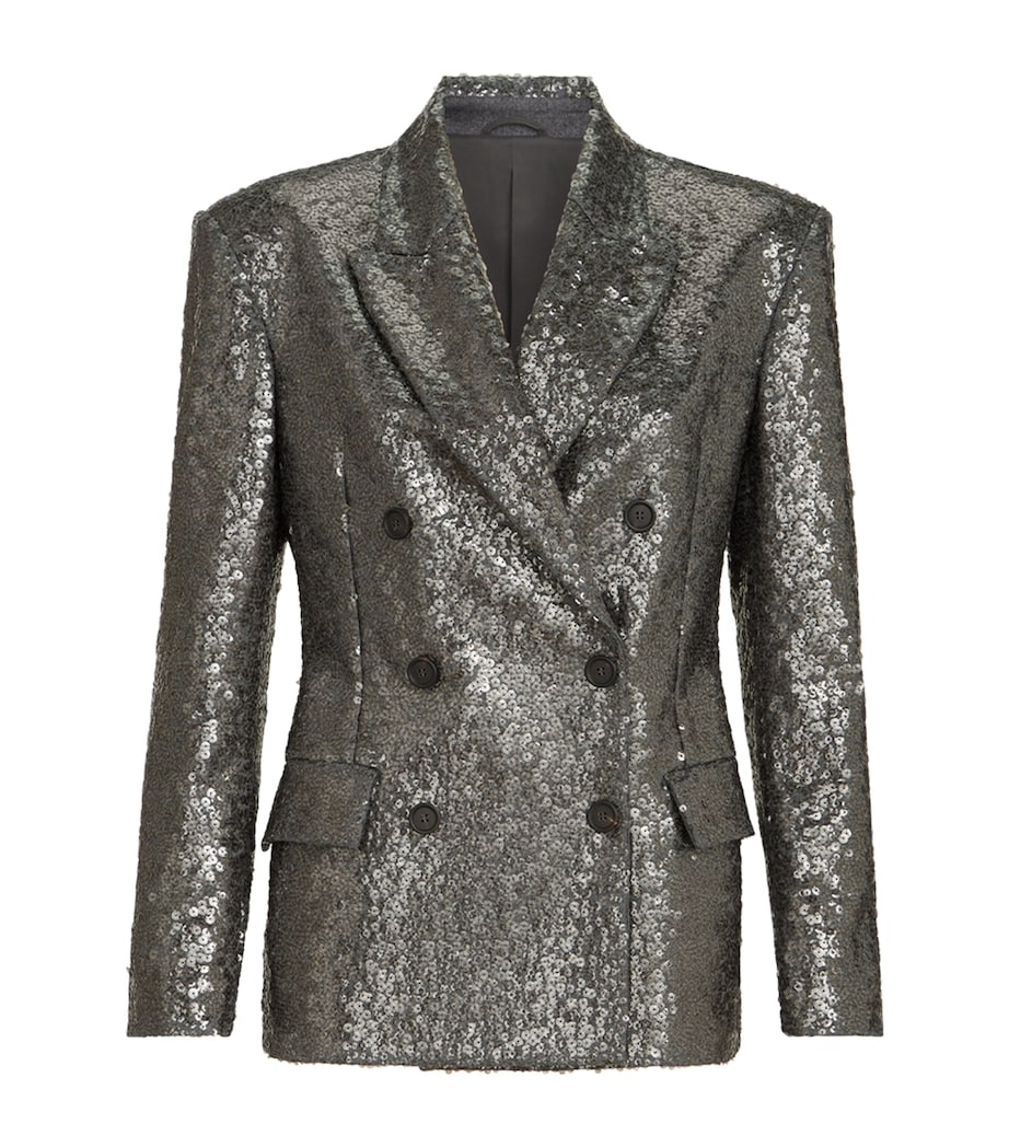 Brunello Cucinelli Womens Virgin Wool Sequin Blazer Image 1