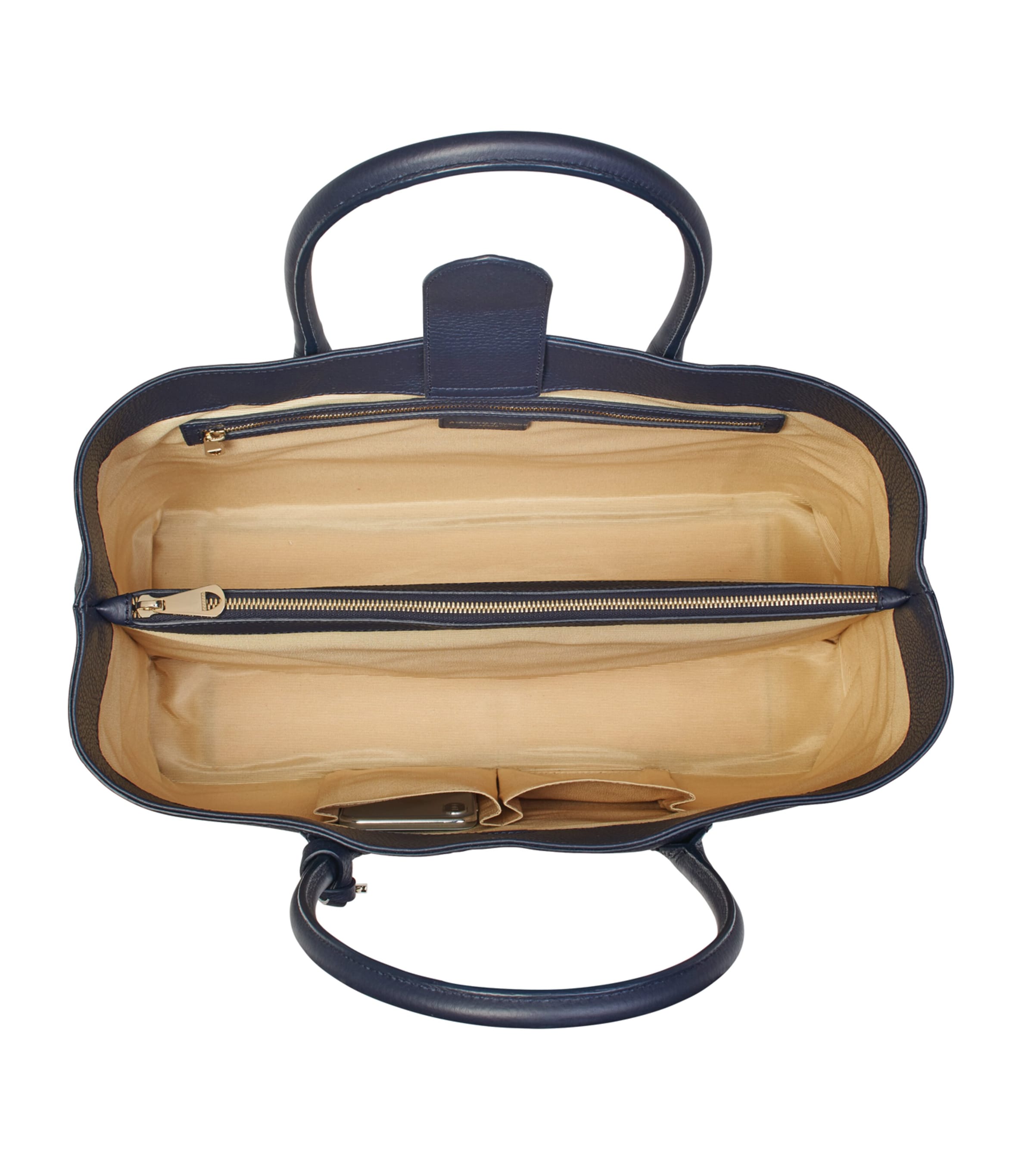 Aspinal Of London Leather London Tote Bag Navy Image 3