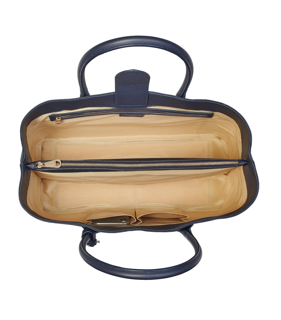 Leather London Tote Bag NAVY Image 3