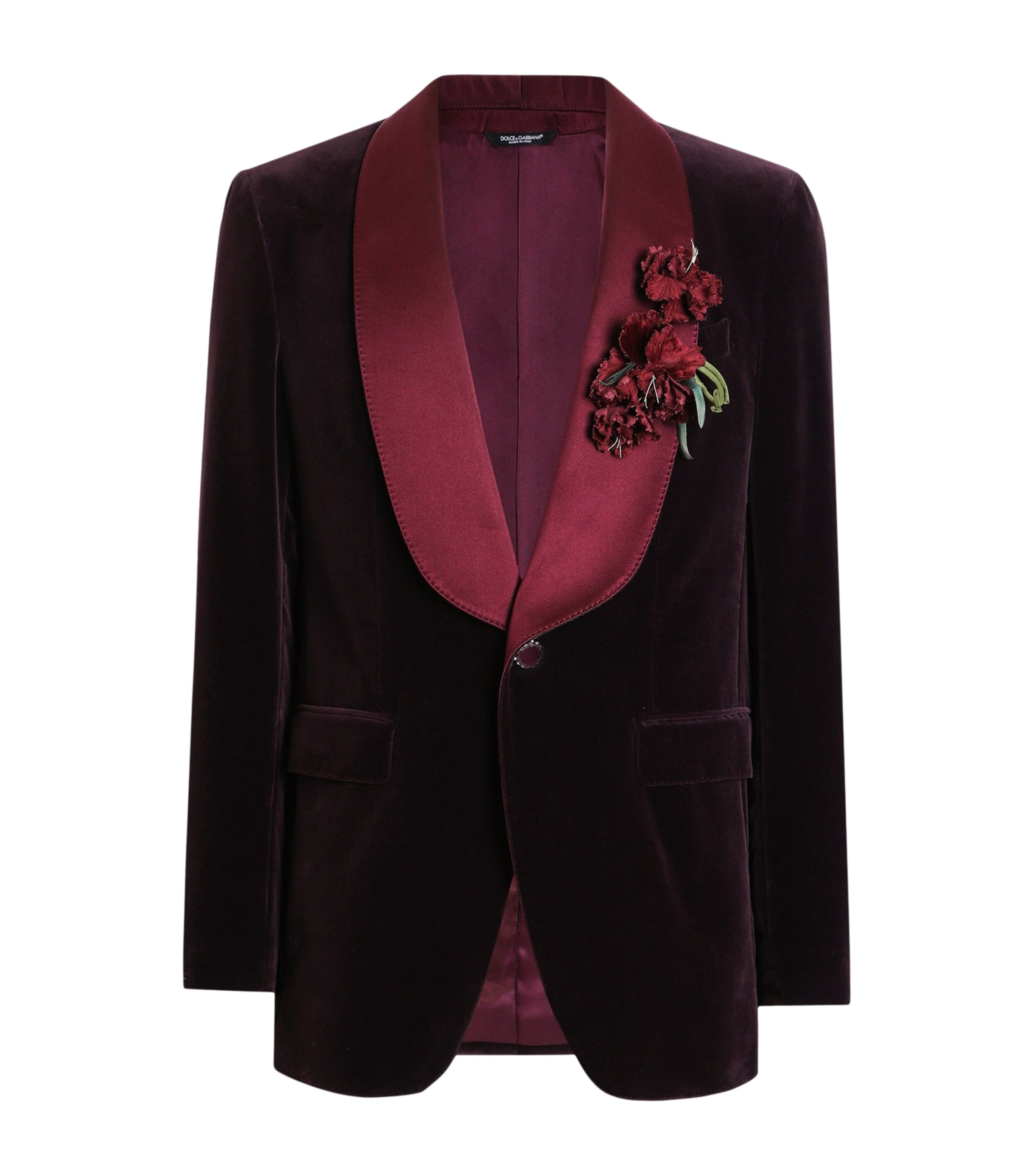 Velvet Embellished Tuxedo Jacket F0130-VERY DARK Image 1