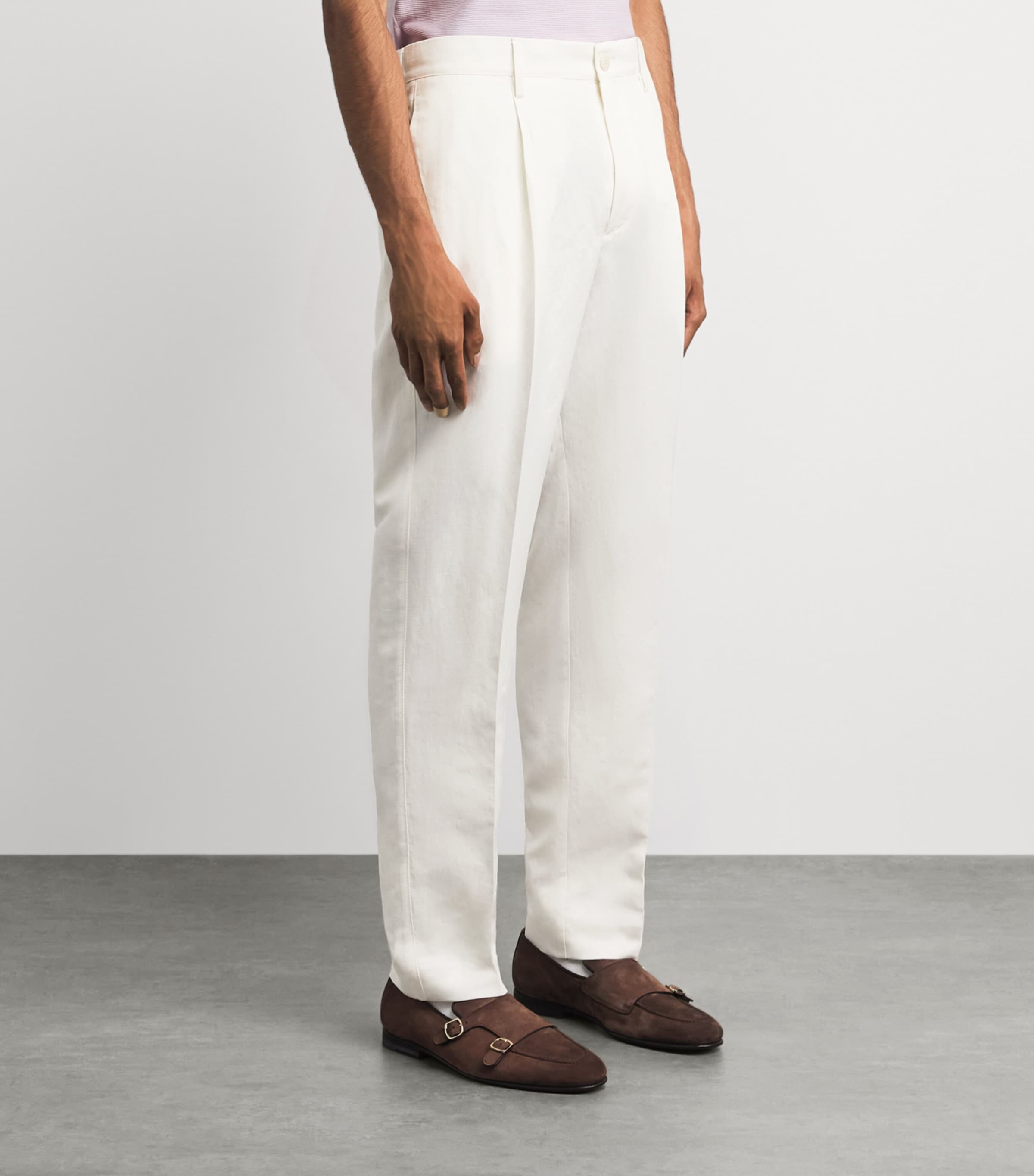 Canali Mens Linen-Silk Straight Suit Trousers Image 4