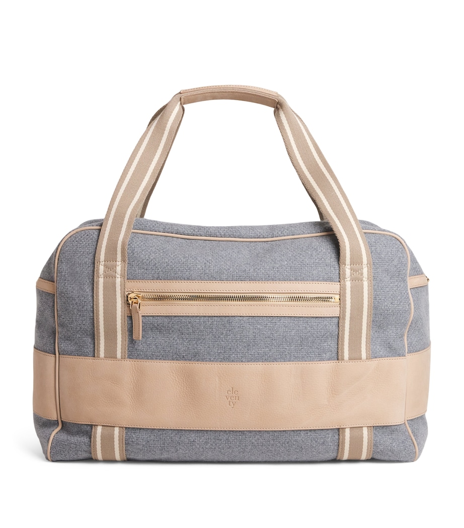 Wool Canvas Leather-Trim Gym Bag GRIGIO ARGILLA Image 1