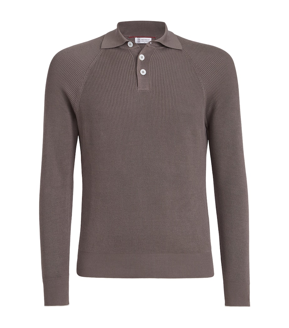 Brunello Cucinelli Mens Cotton Polo Sweater Image 1