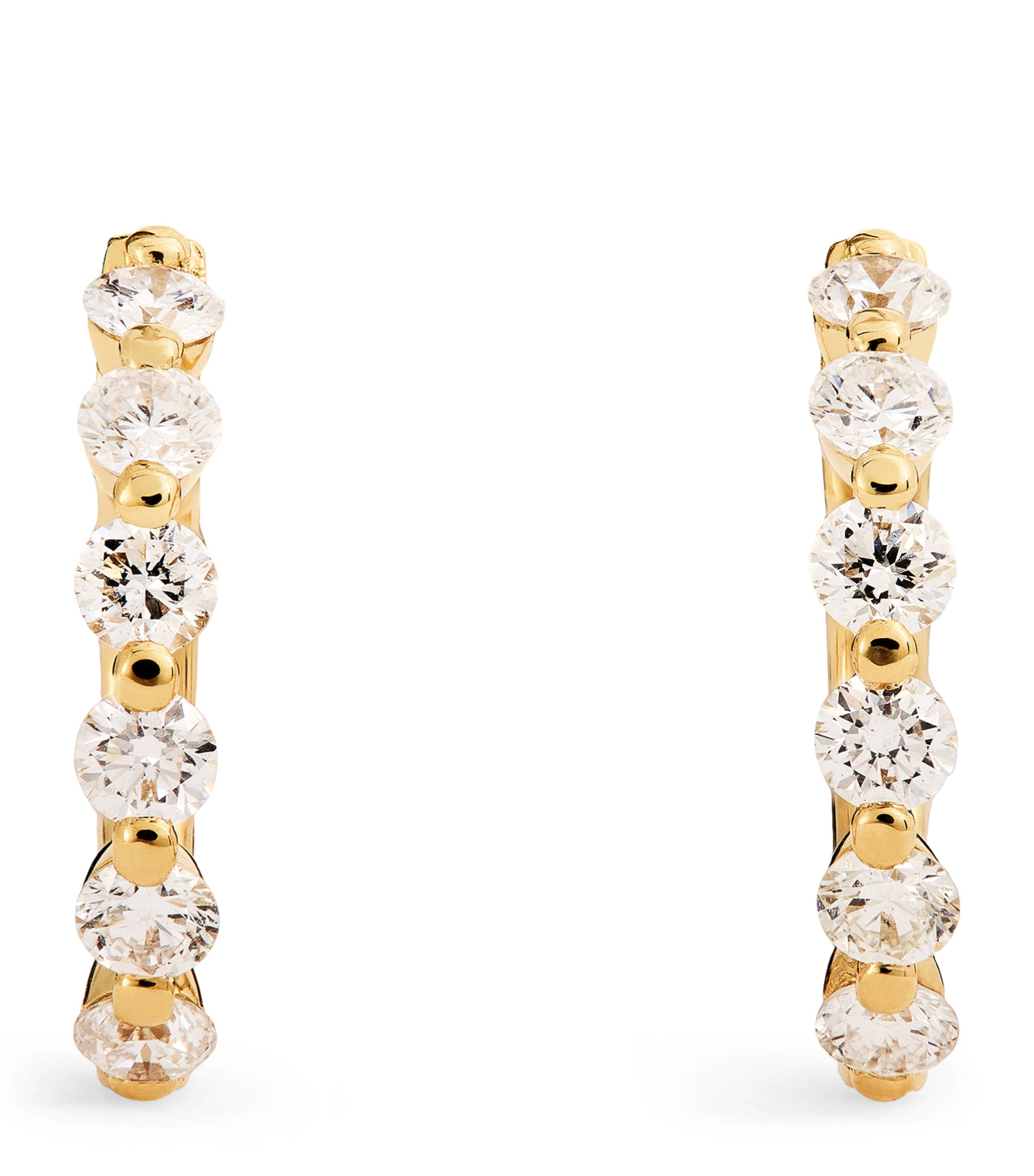 Harrods Yellow Gold And Diamond Hoop Earrings In Gold