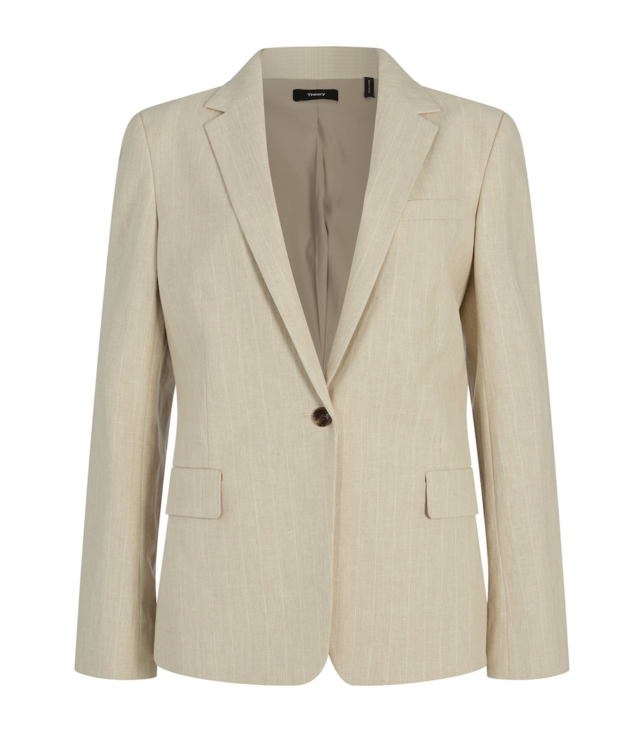 Linen-Blend Slim Blazer E17 SAND MULTI Image 1
