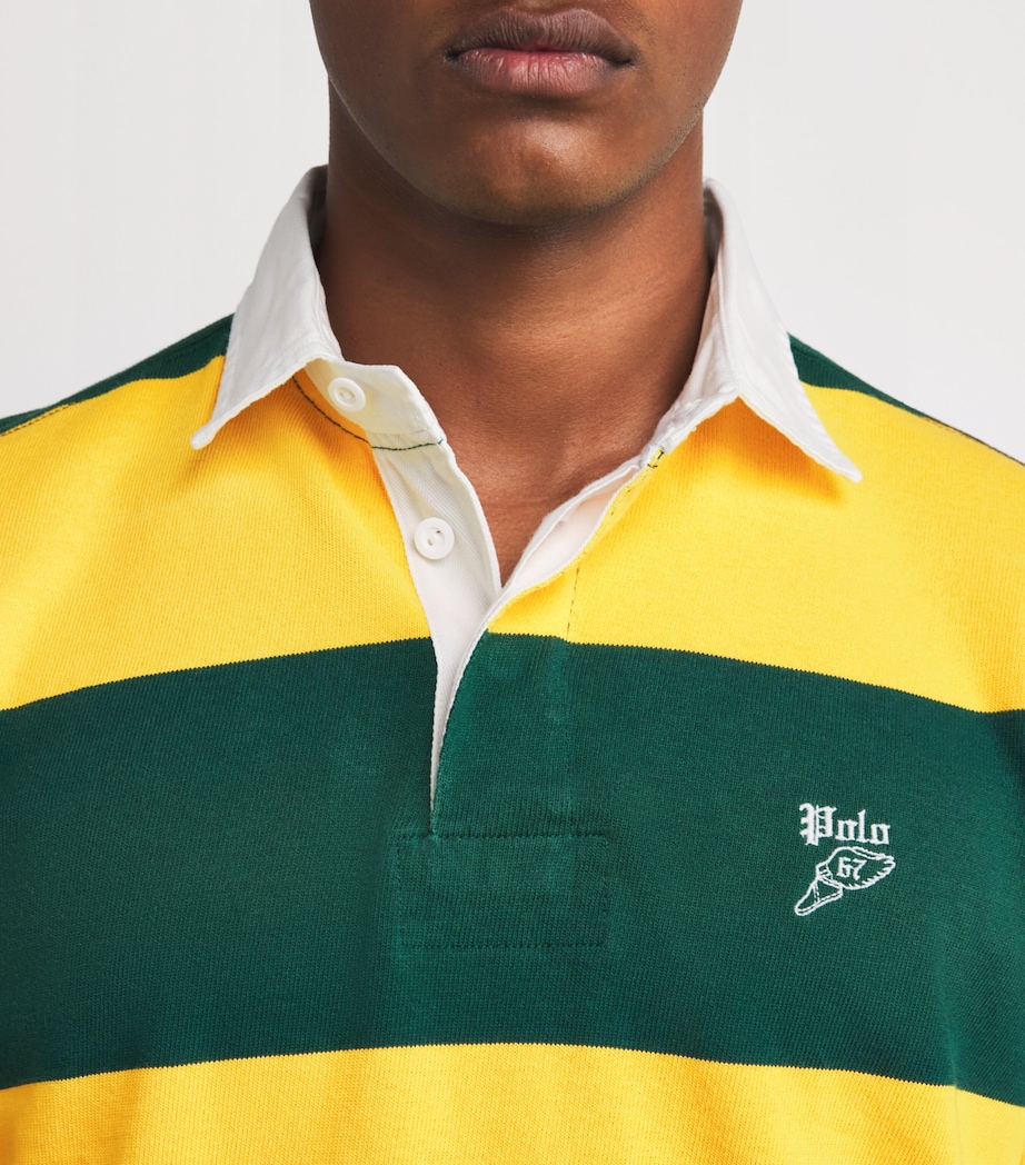 Polo Ralph Lauren Mens Cotton Striped Polo Shirt Green Image 6