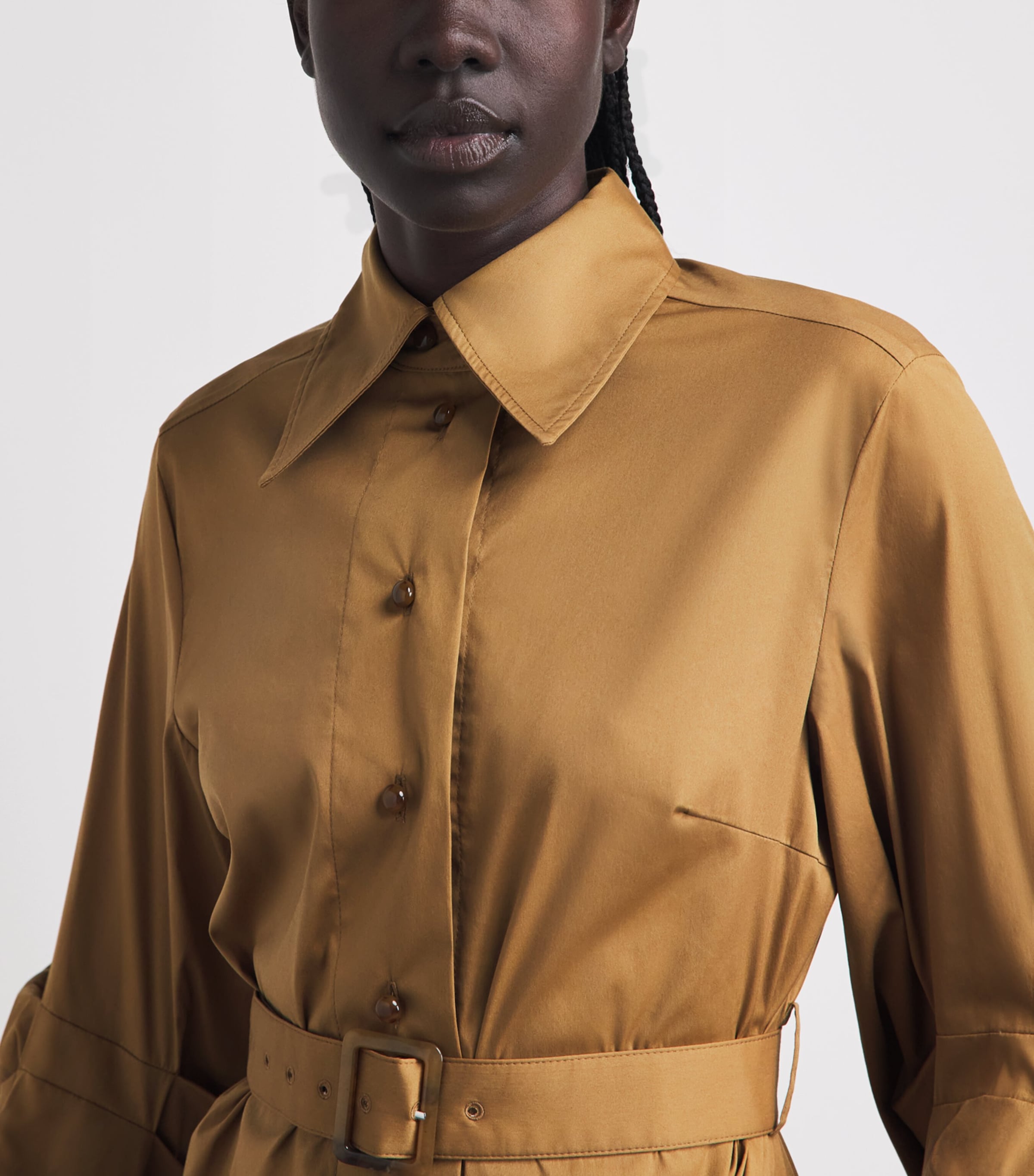 Palmer//Harding Womens Cotton-Blend Intention Maxi Shirt Dress Gld Gold Cttn Poplin Image 3