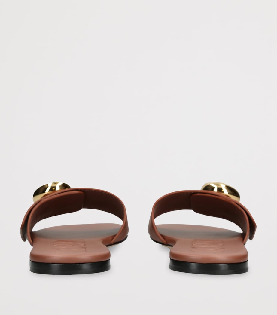 Leather Pebble Slides RUST Image 2