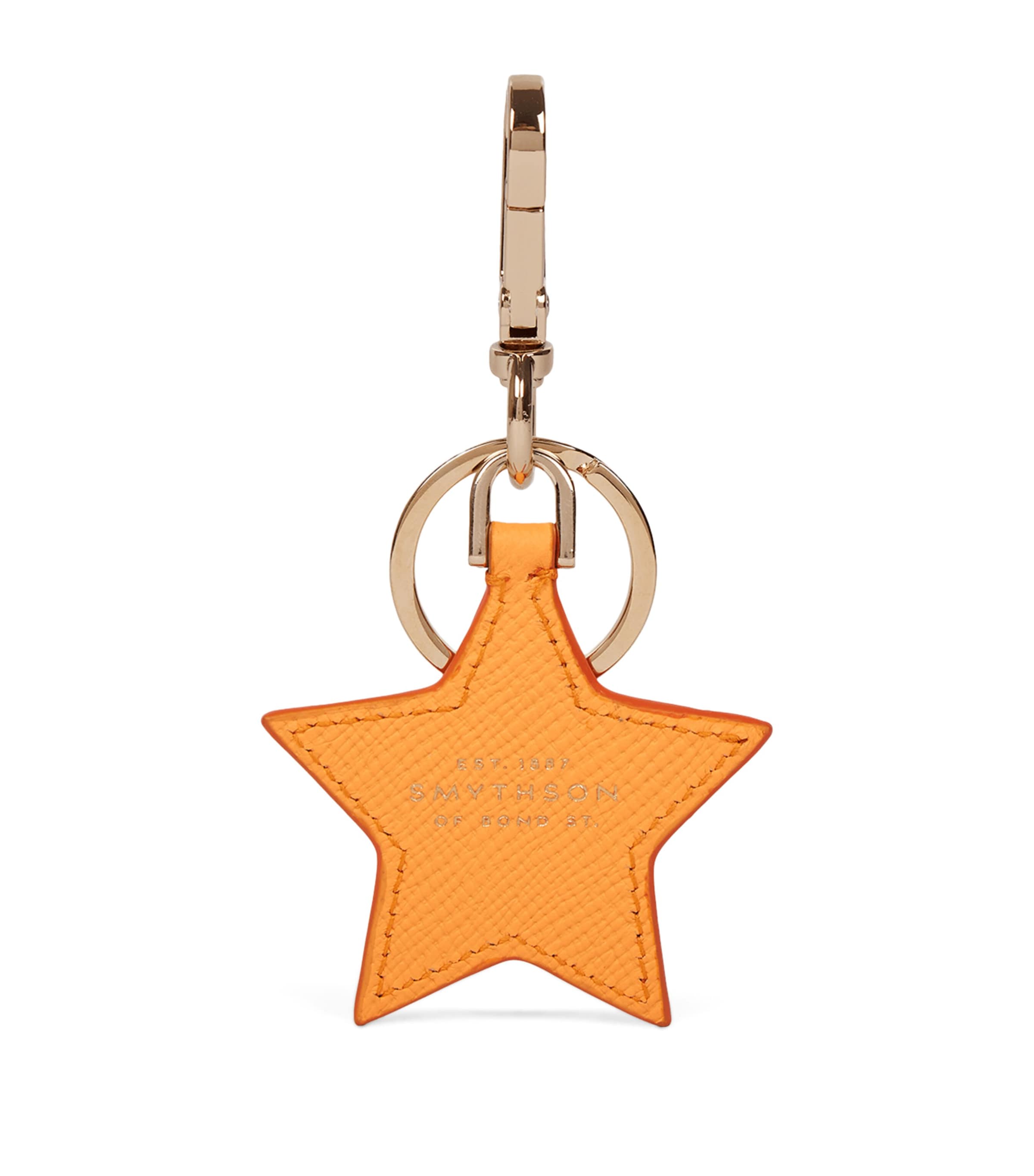 Smythson Panama Leather Star Keyring L Orange Image 1