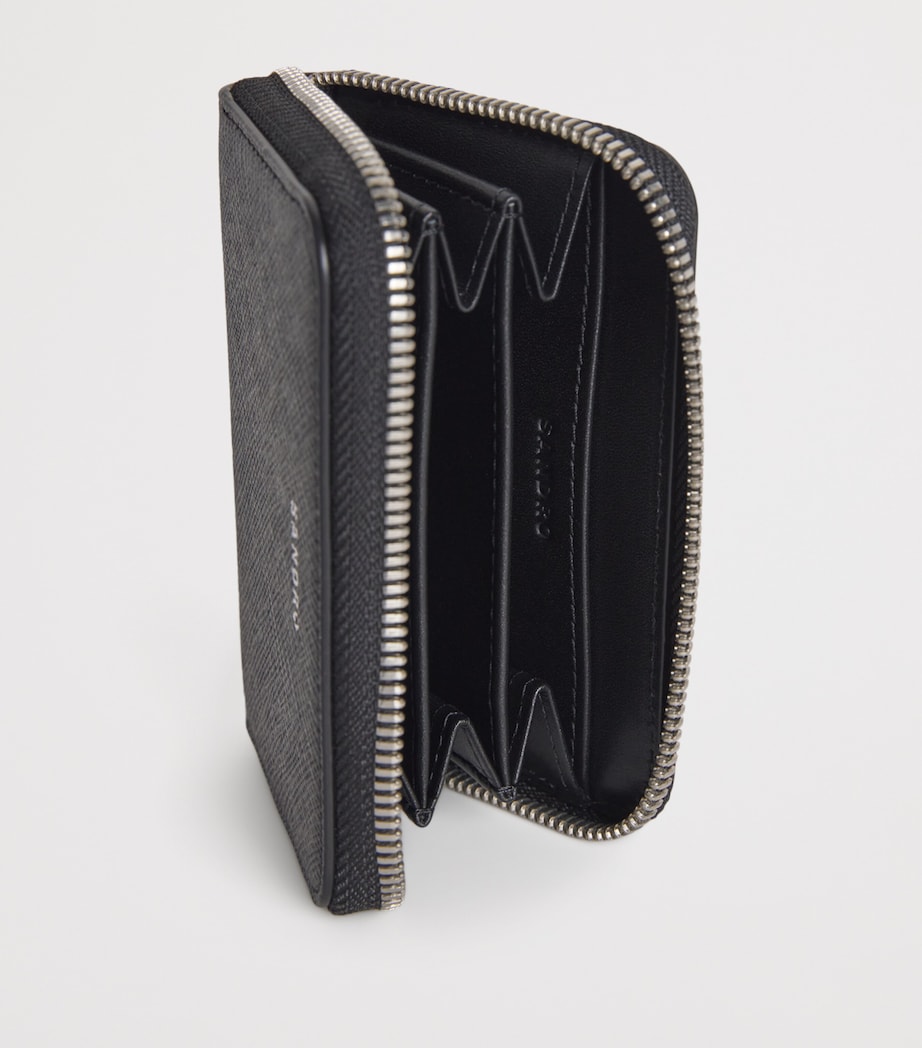 Grained Leather Zipped Wallet BLACK Image 3