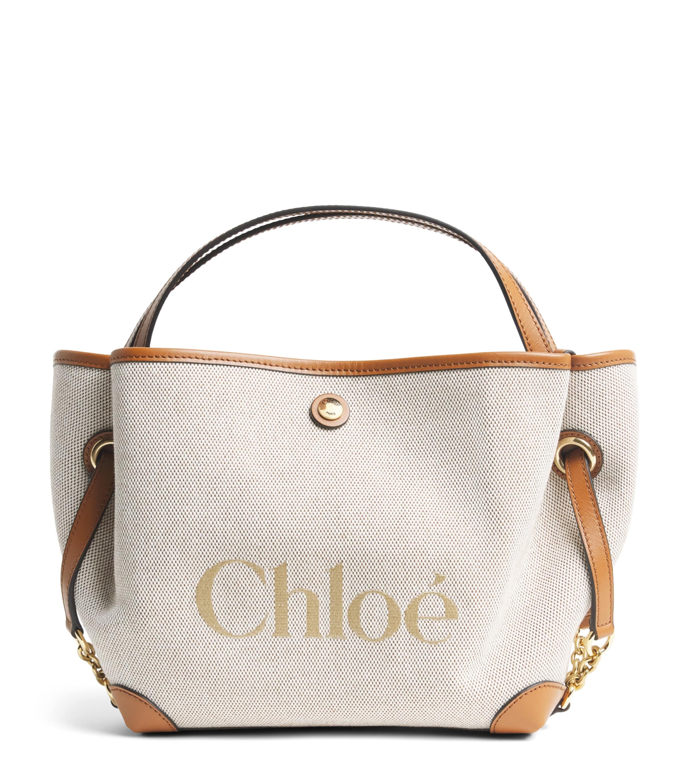 Chloé Small Canvas Clover Carry Top-Handle Bag Clay Brown Image 1