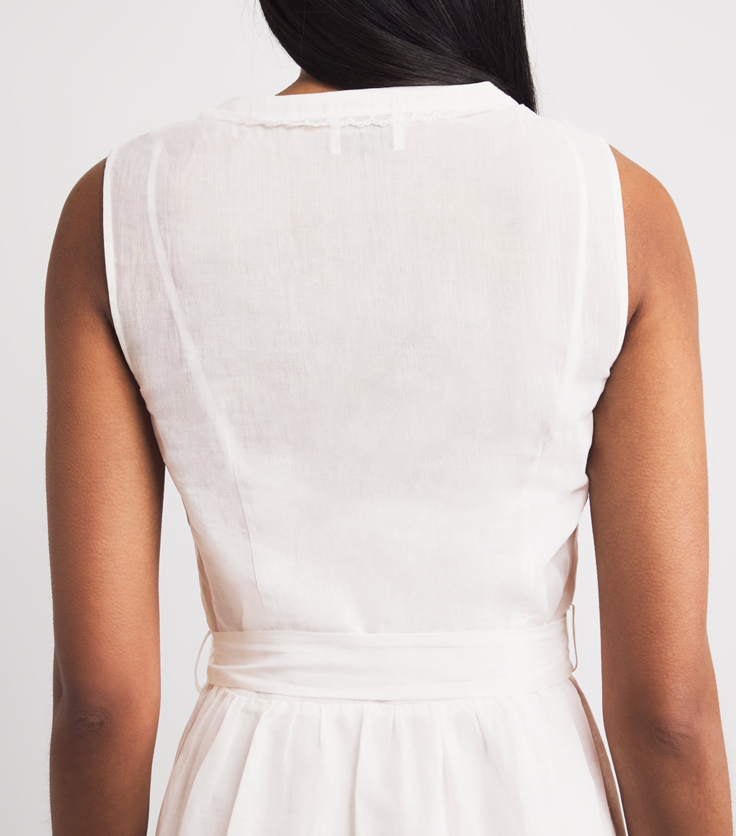 Claudie Pierlot Womens Cotton-Ramie Belted Midi Dress Ecru Image 5